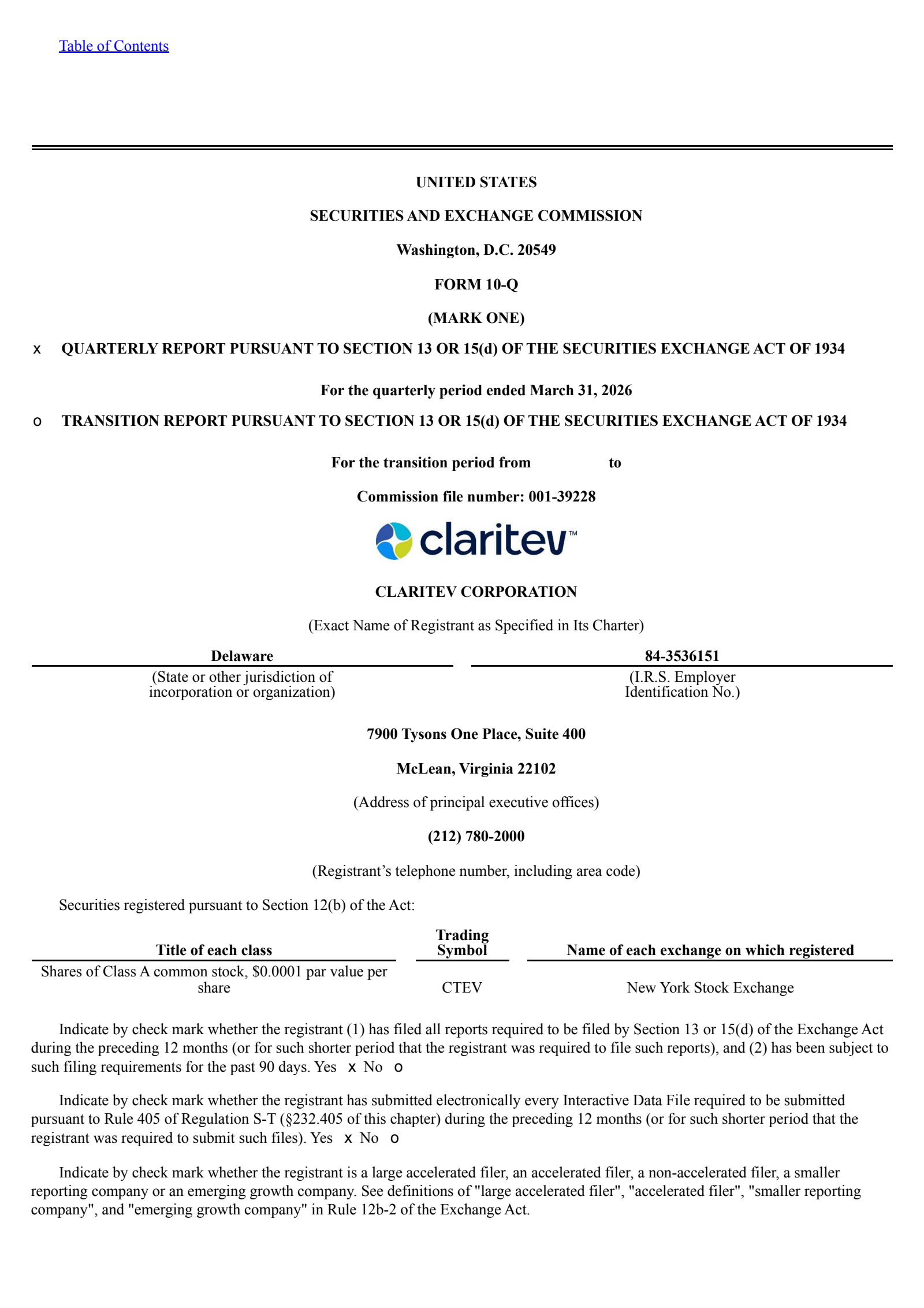 Claritev's Q1 2026 Quarterly report