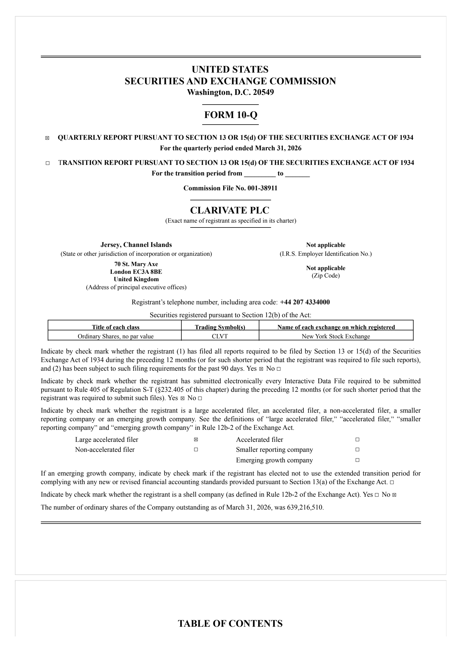 Clarivate's Q1 2026 Quarterly report