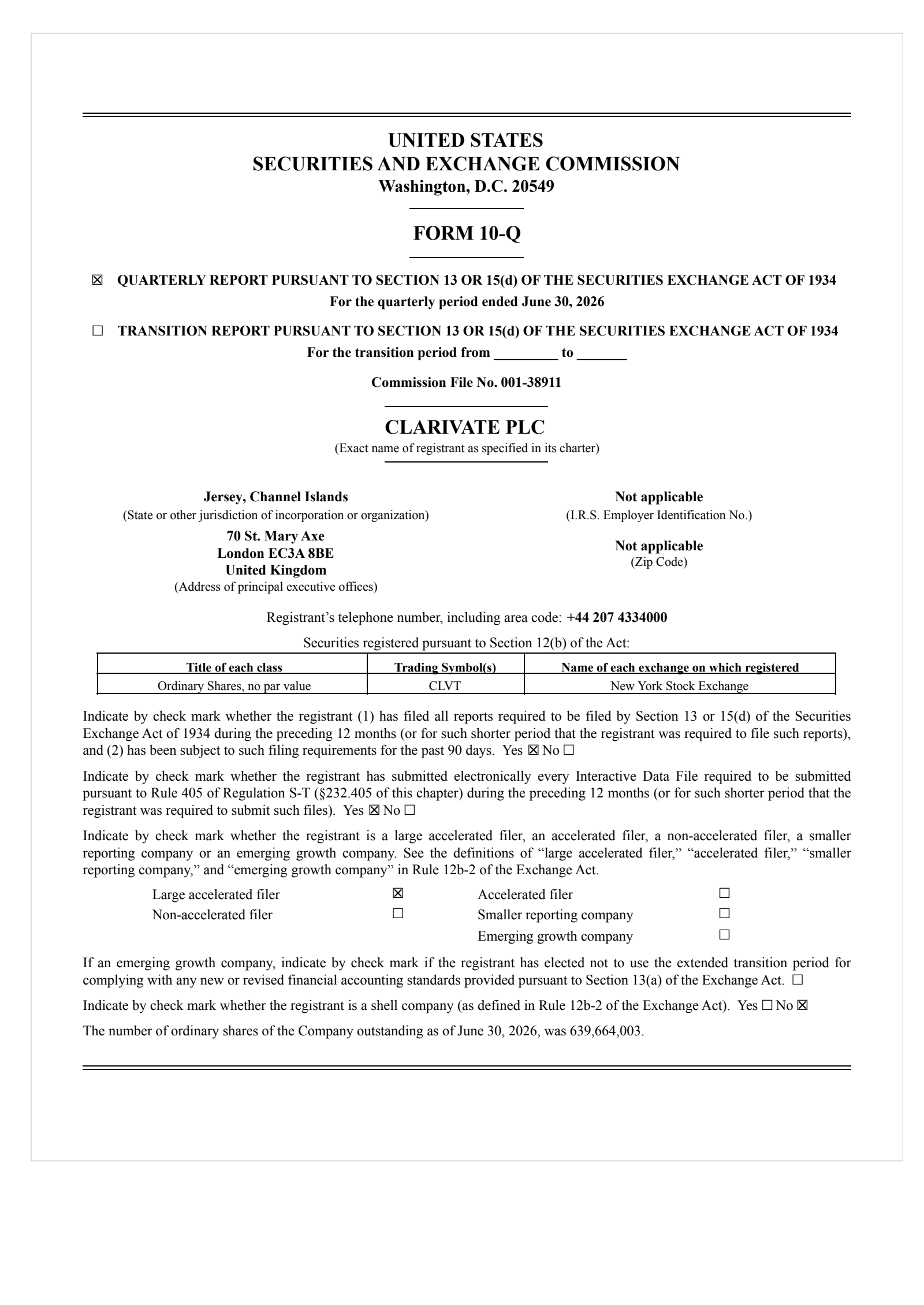Clarivate's Q2 2026 Quarterly report