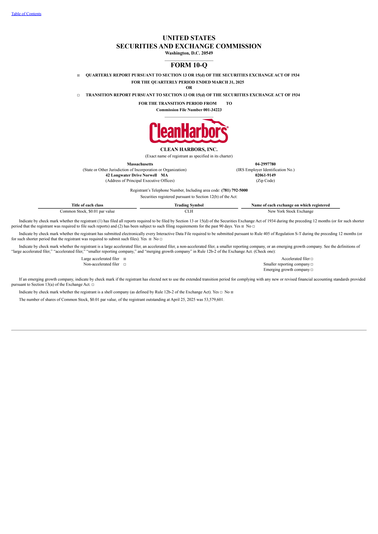 Clean Harbors' Q1 2025 Quarterly report