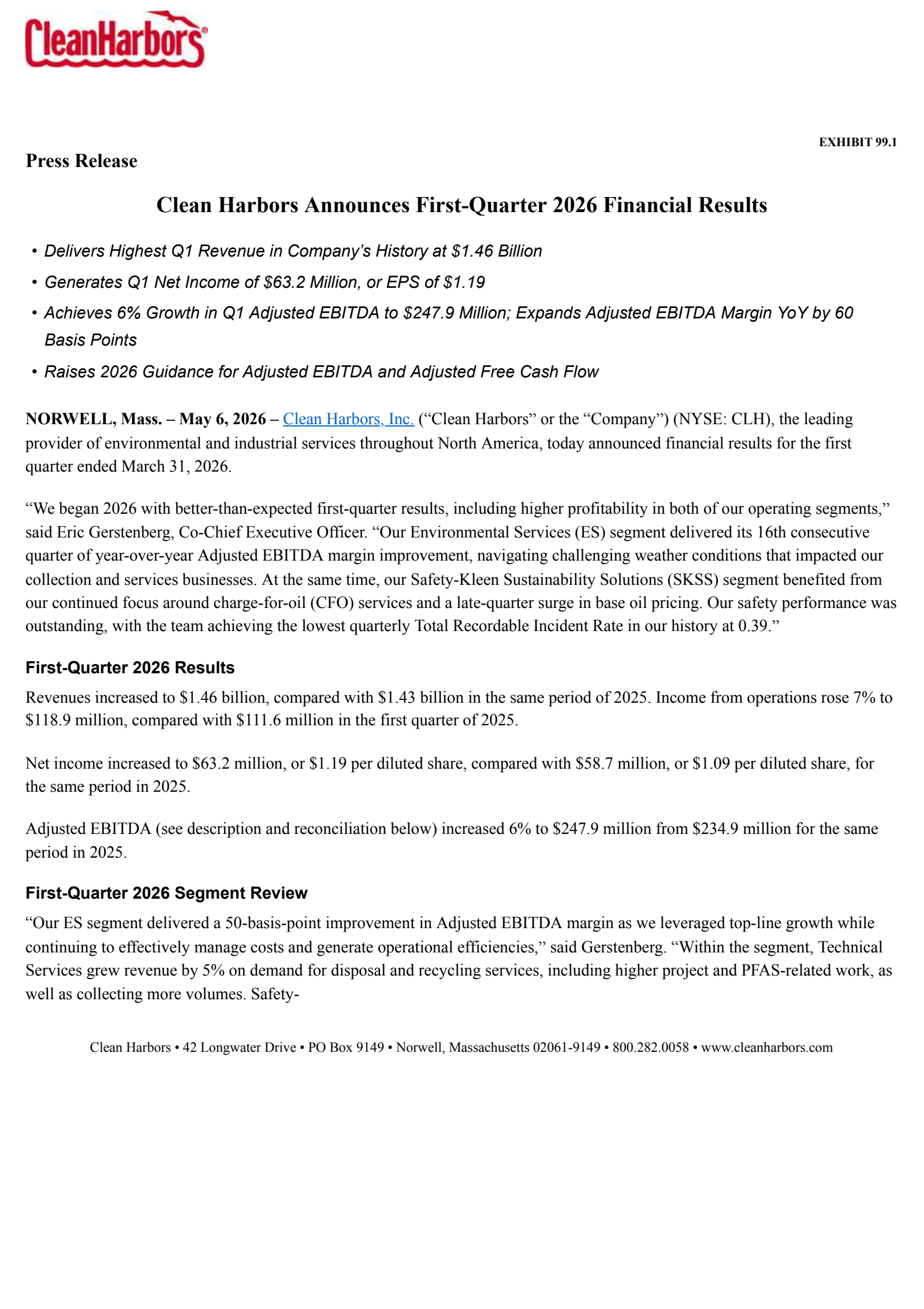Clean Harbors' Q1 2026 Press Release