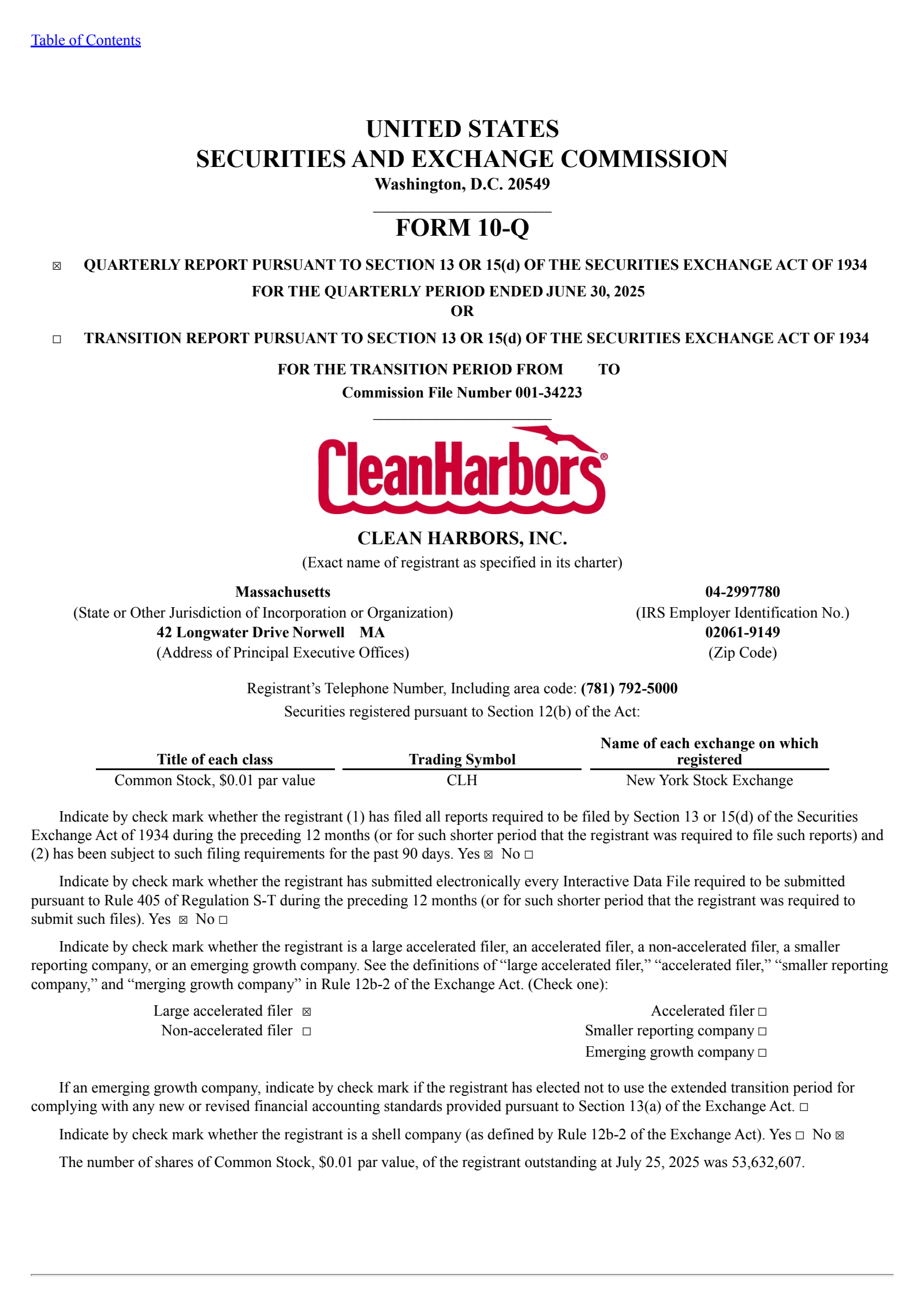 Clean Harbors' Q2 2025 Quarterly report