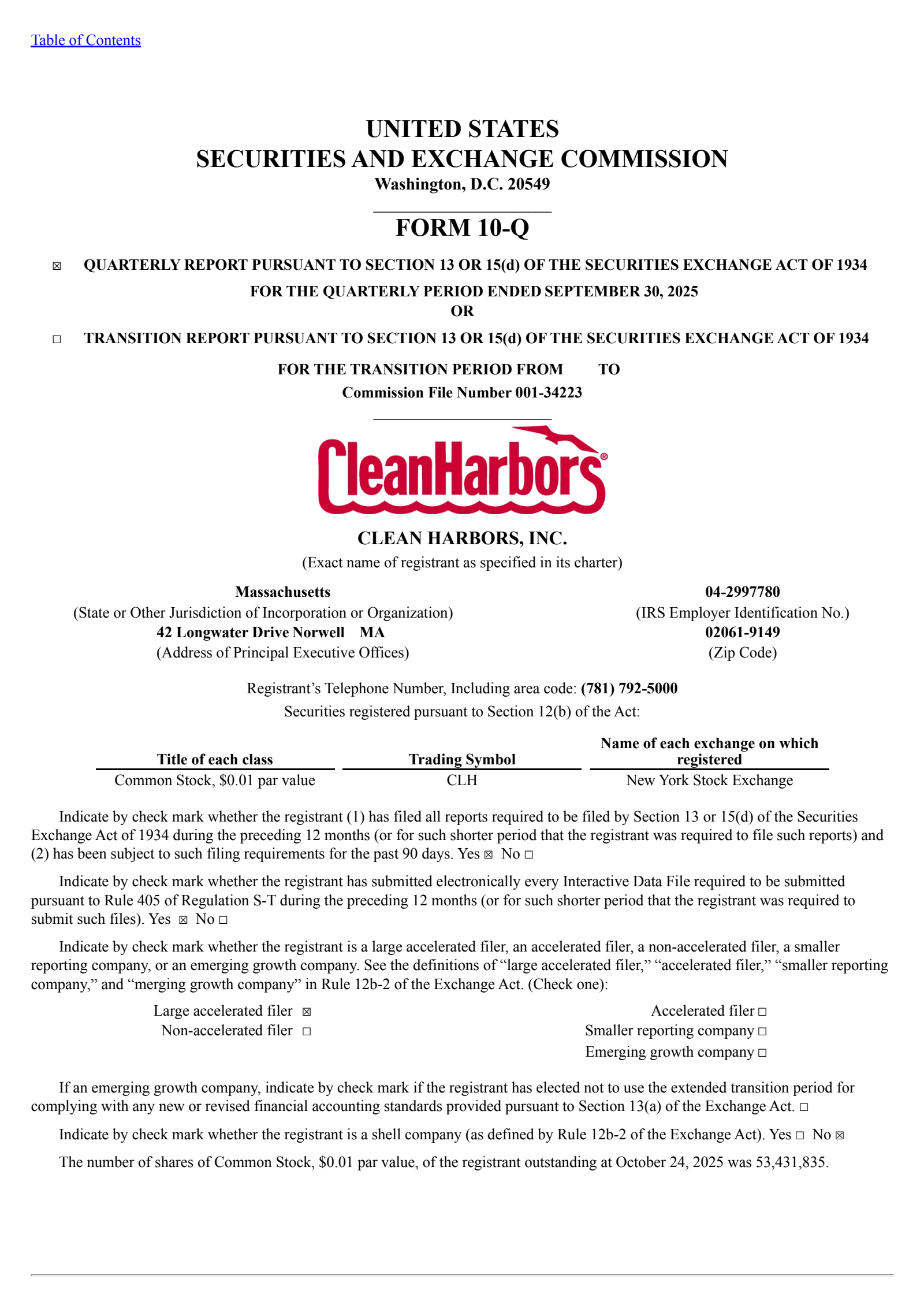 Clean Harbors' Q3 2025 Quarterly Report