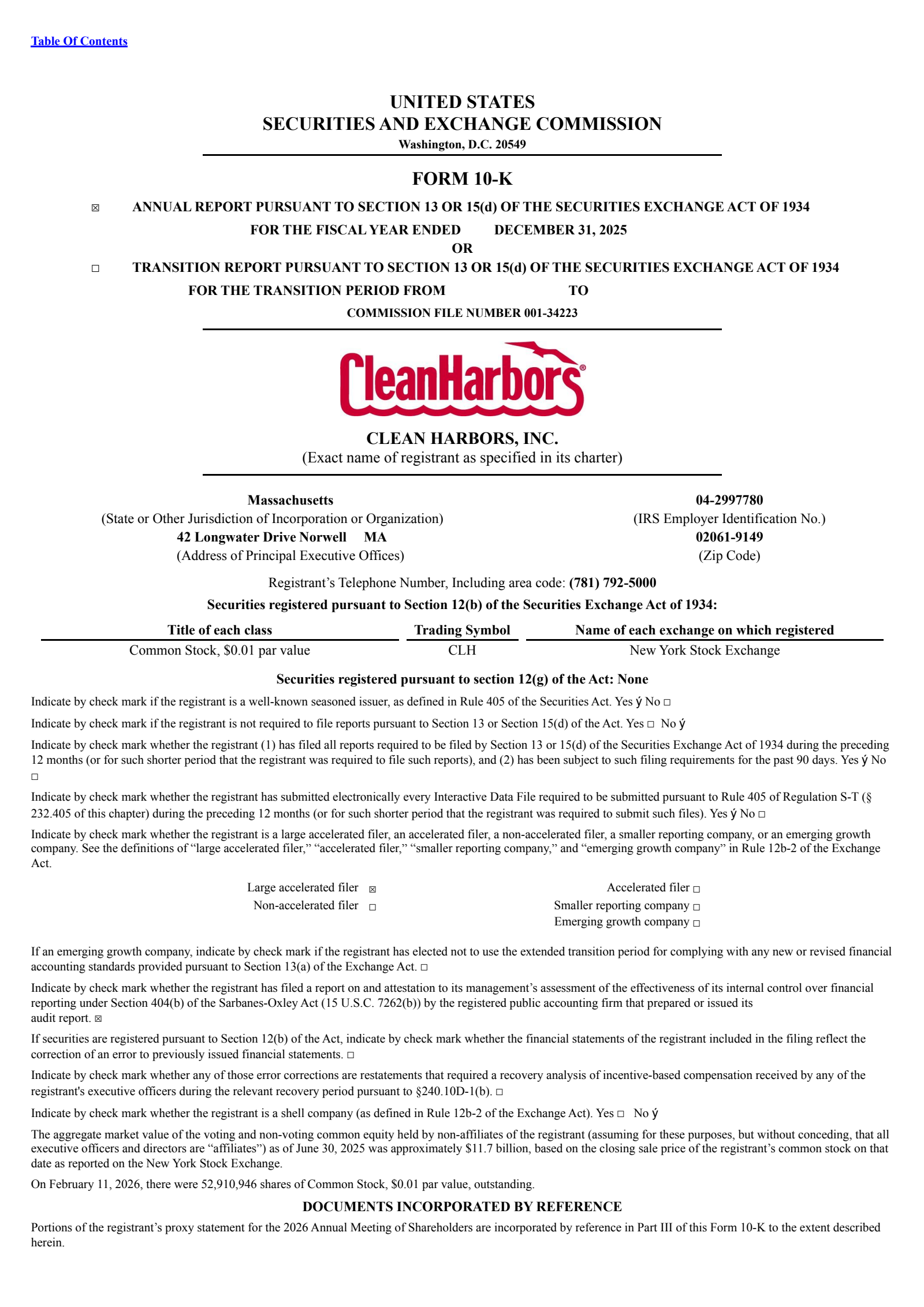 Clean Harbors' Q4 2025 Annual report