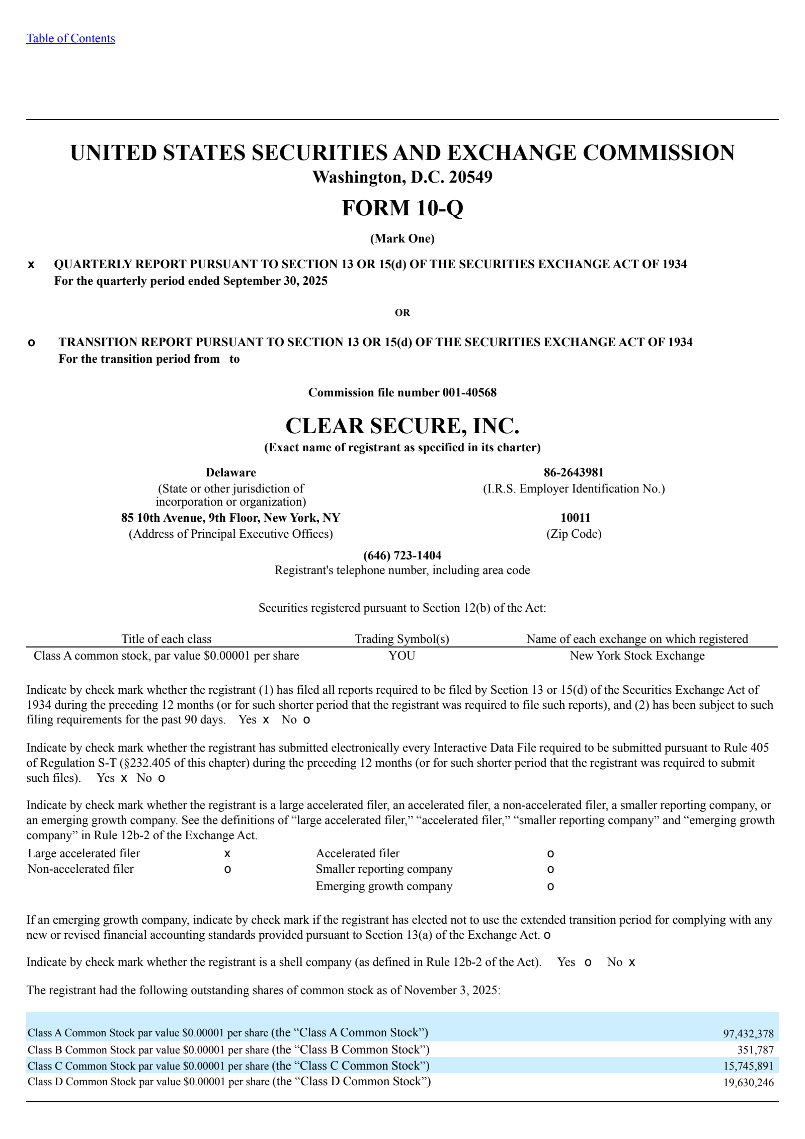 CLEAR Secure's Q3 2025 Quarterly Report