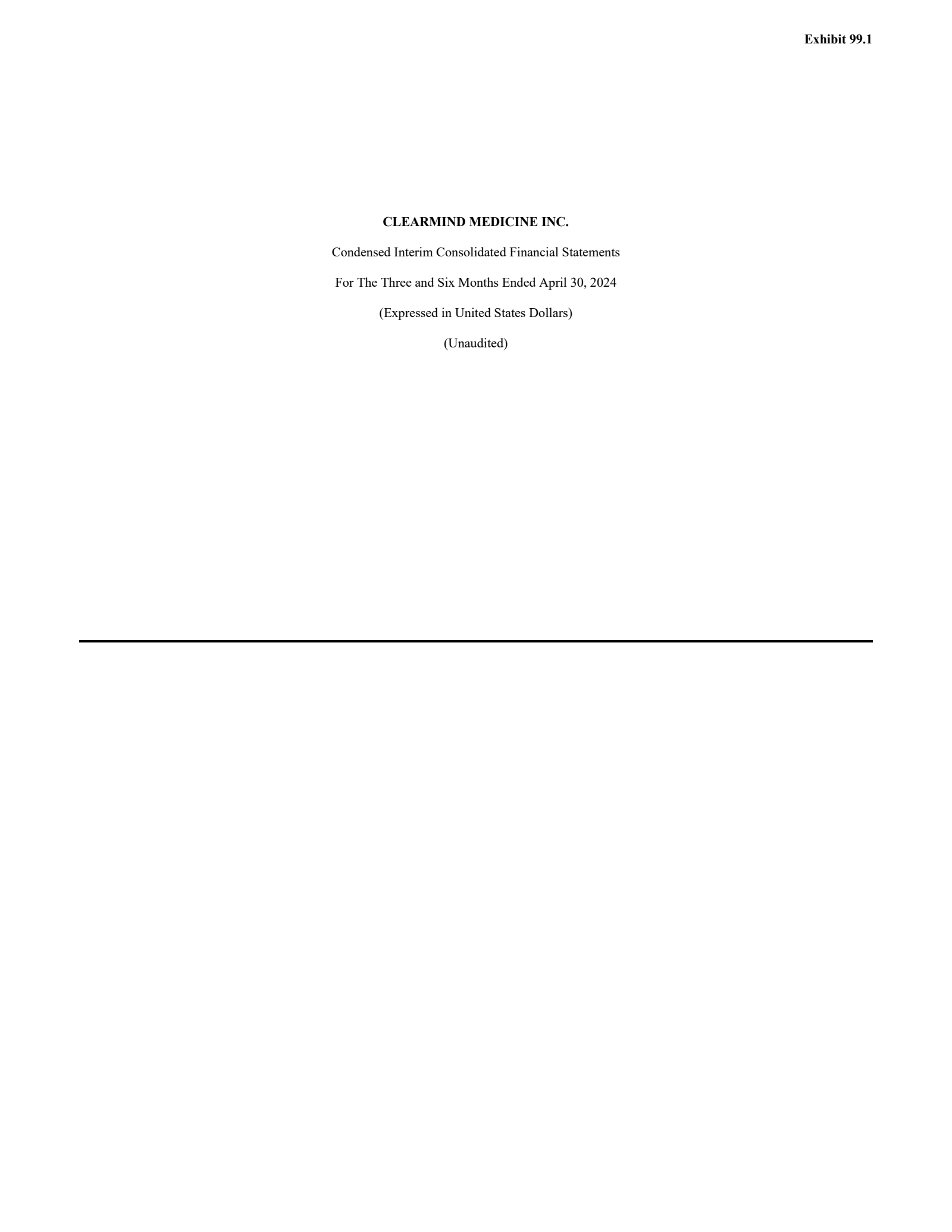 Clearmind Medicine's Q2 2024 Report