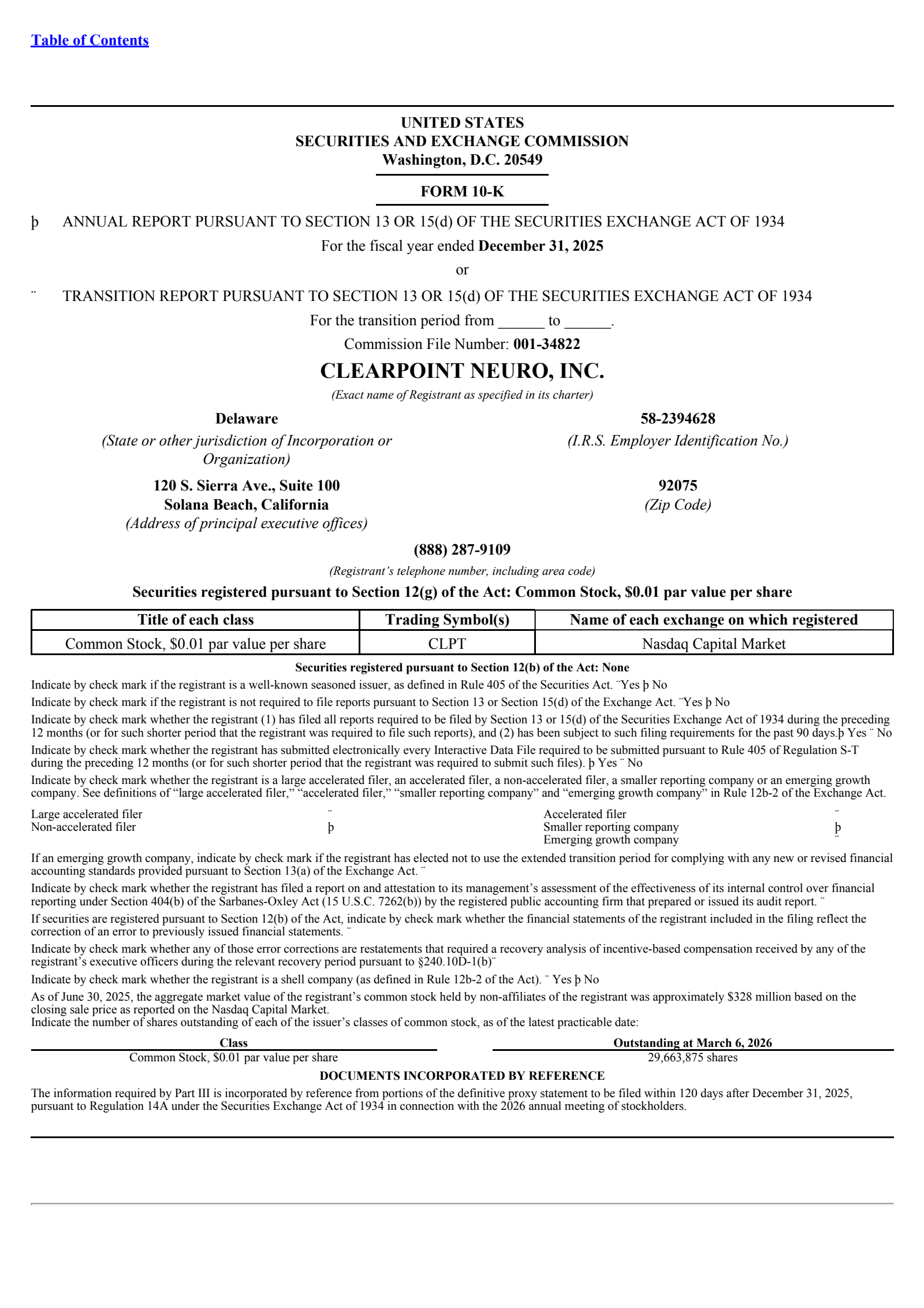 ClearPoint Neuro's Q4 2025 Annual report
