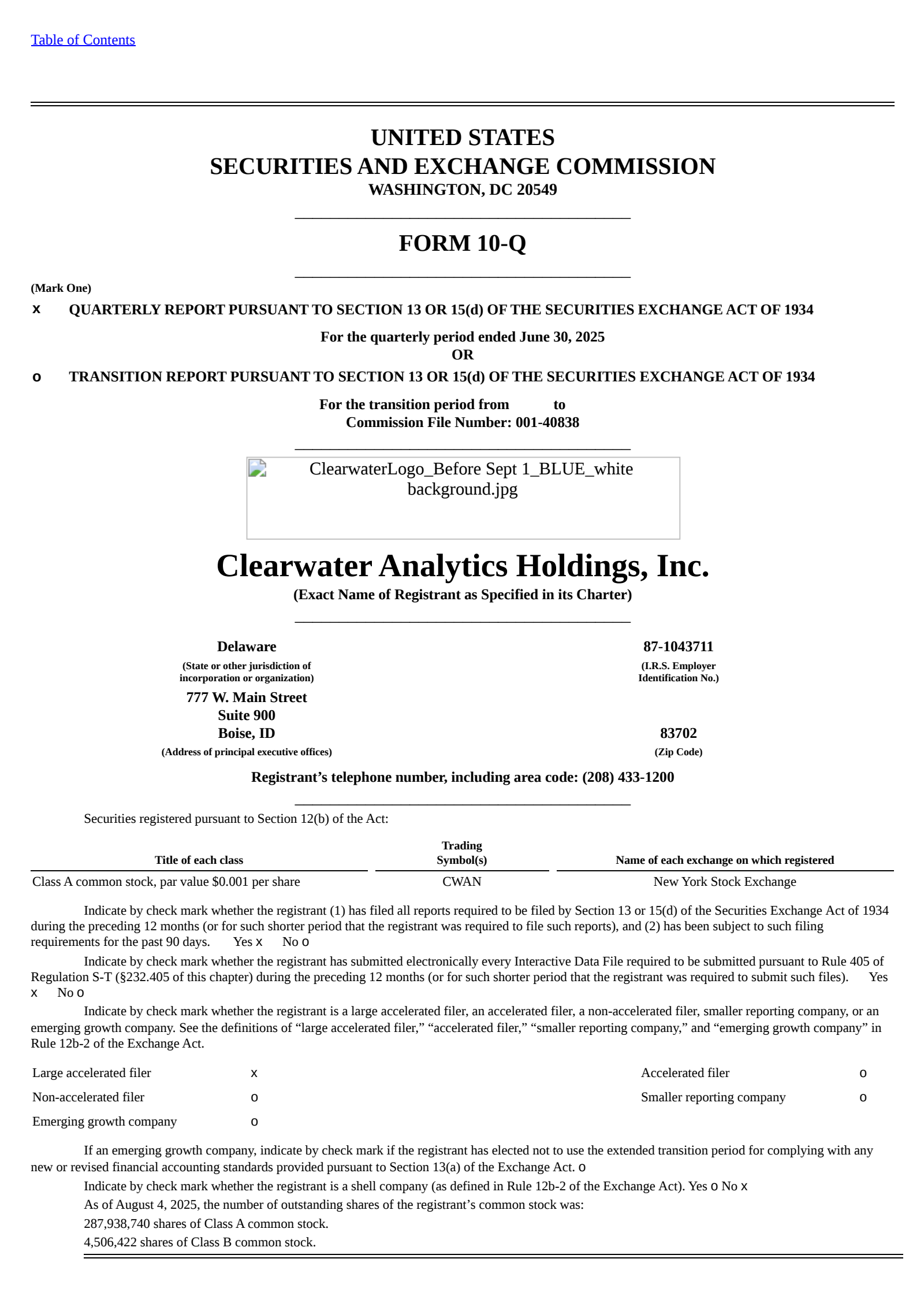 Clearwater Analytics' Q2 2025 Quarterly report