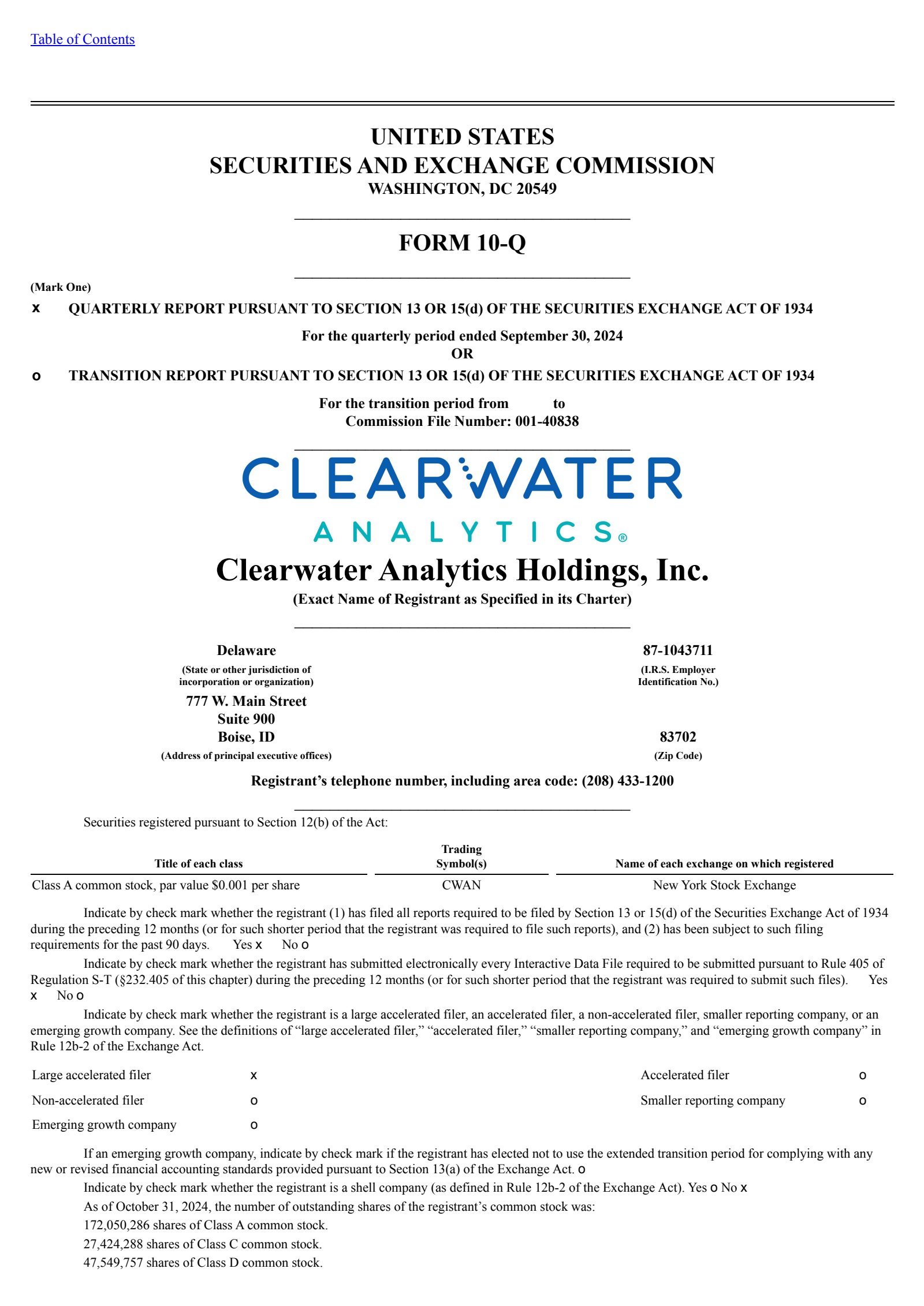 Clearwater Analytics' Q3 2024 Quarterly report
