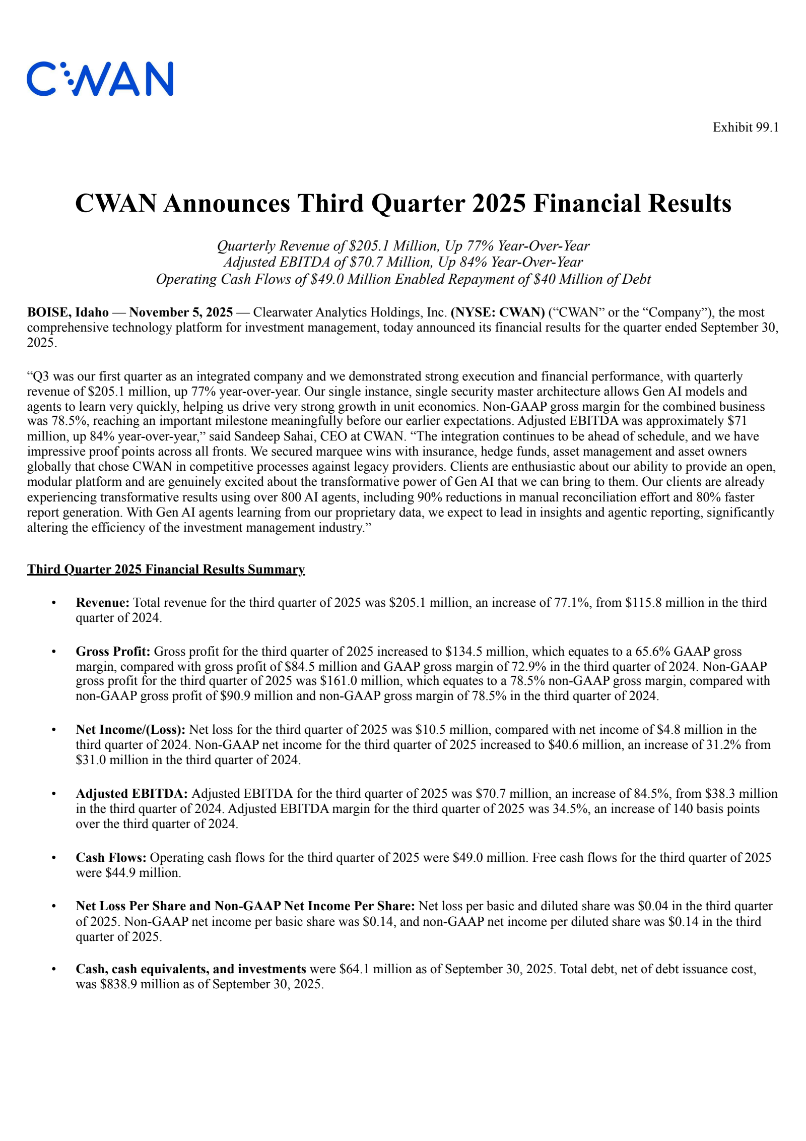 Clearwater Analytics' Q3 2025 Earnings Release
