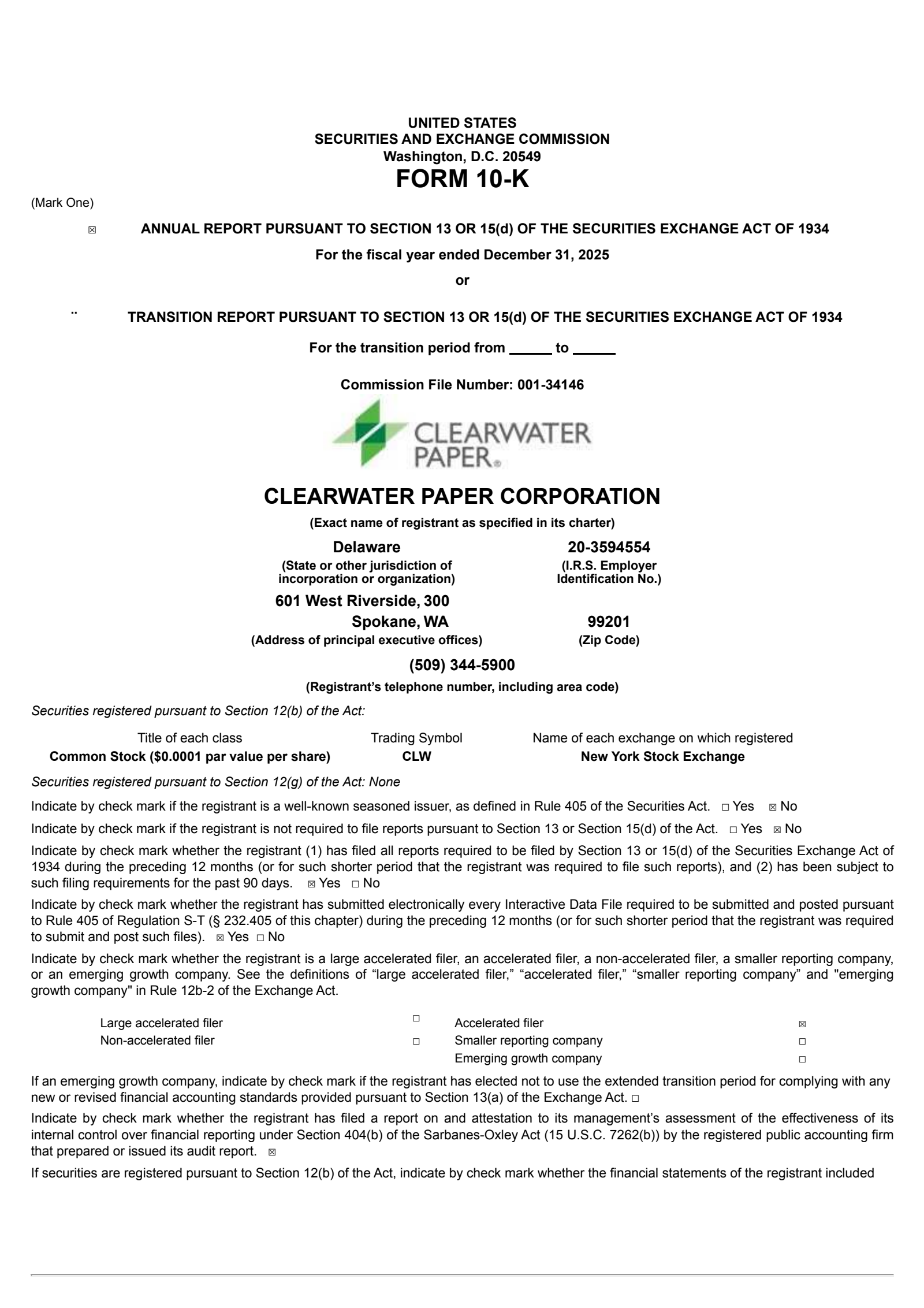 Clearwater Paper's Q4 2025 Annual report
