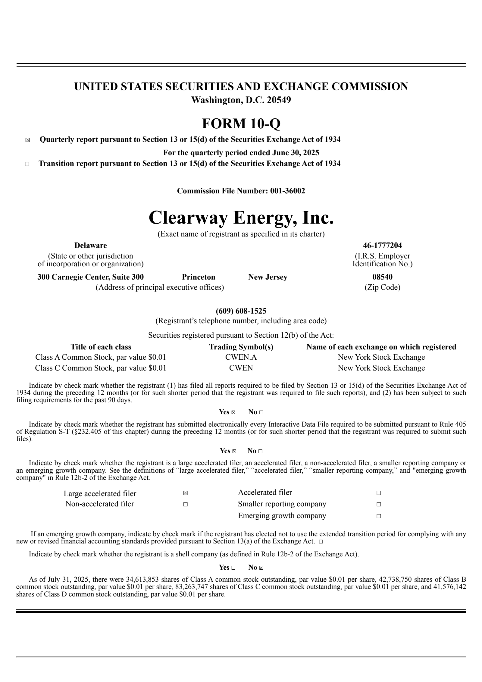 Clearway Energy's Q2 2025 Quarterly report