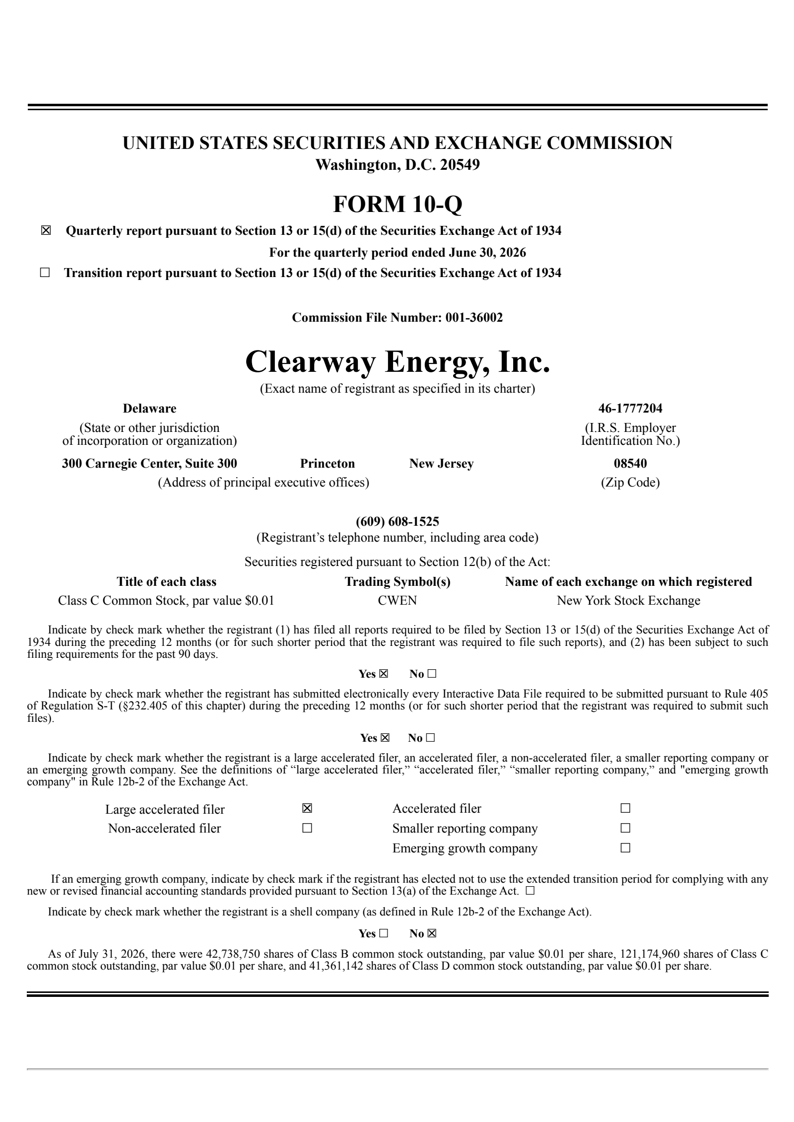 Clearway Energy's Q2 2026 Quarterly report