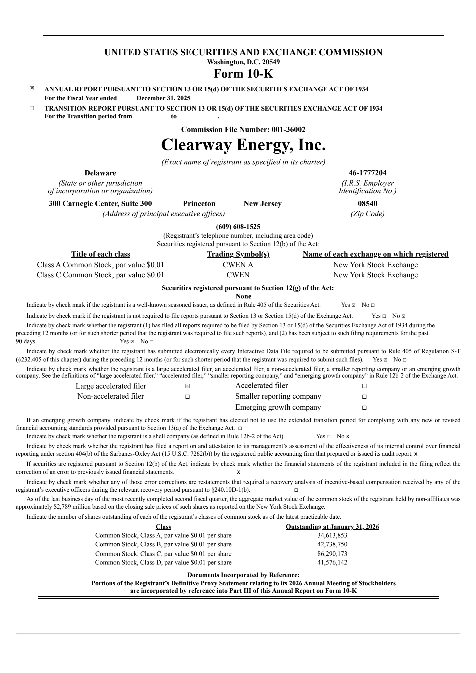 Clearway Energy's Q4 2025 Annual report