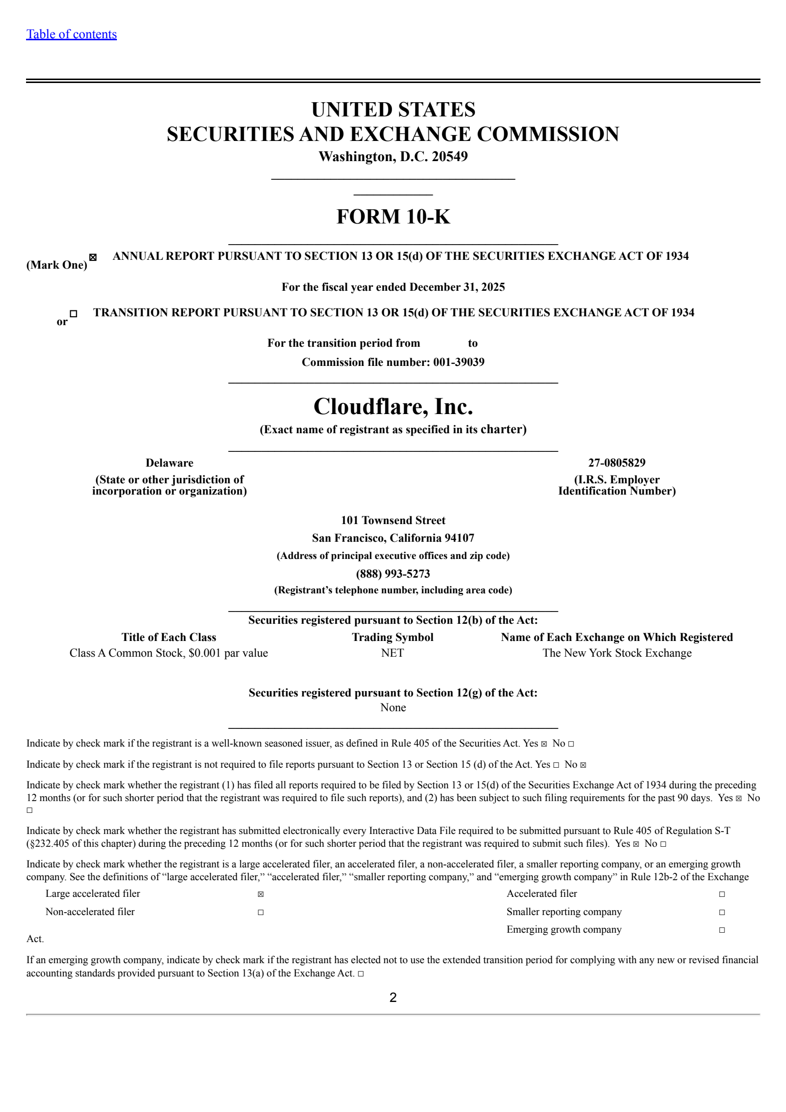 Cloudflare's Q4 2025 Annual report