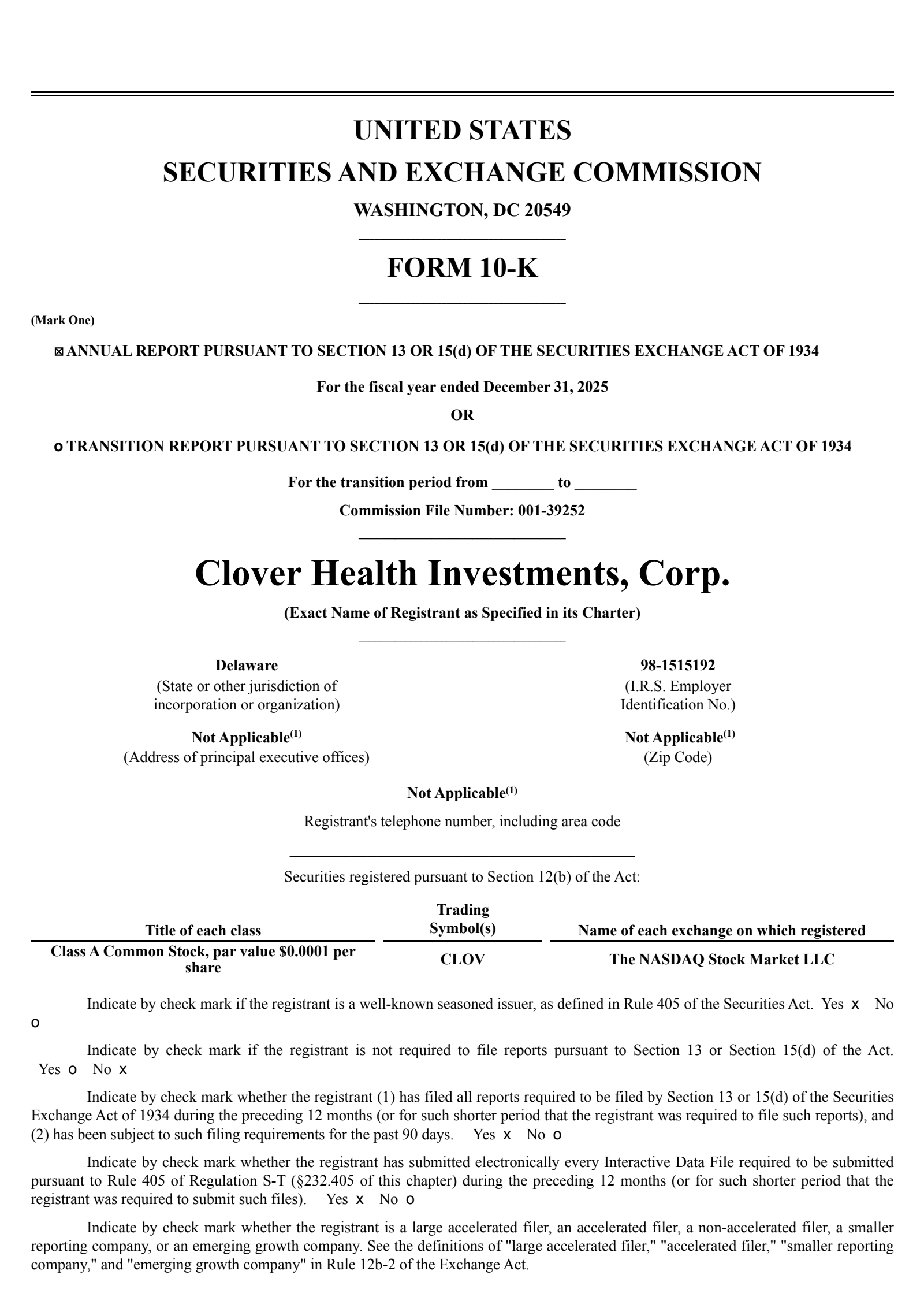 Clover Health Investments' Q4 2025 Annual report