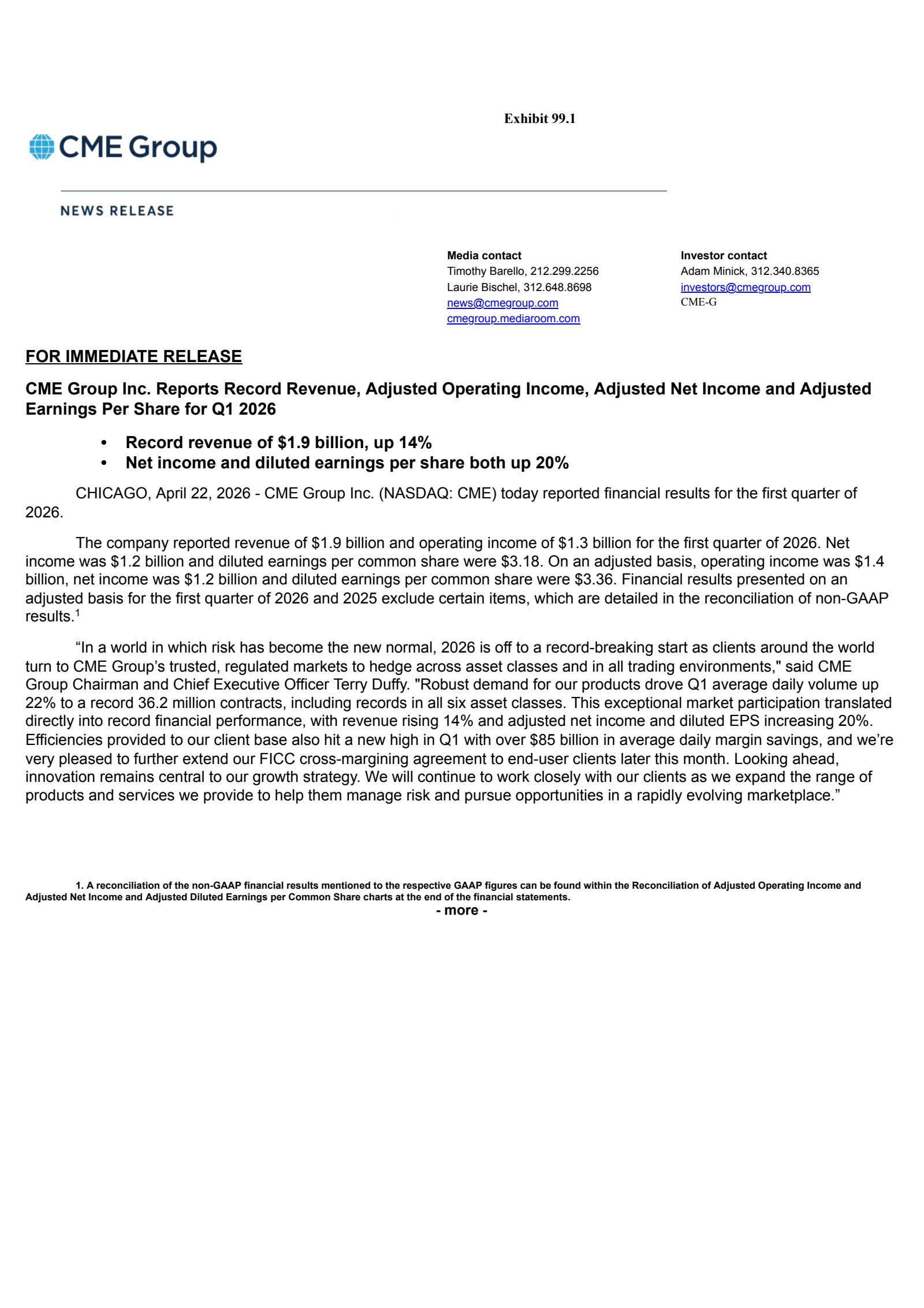 CME Group's Q1 2026 Press Release