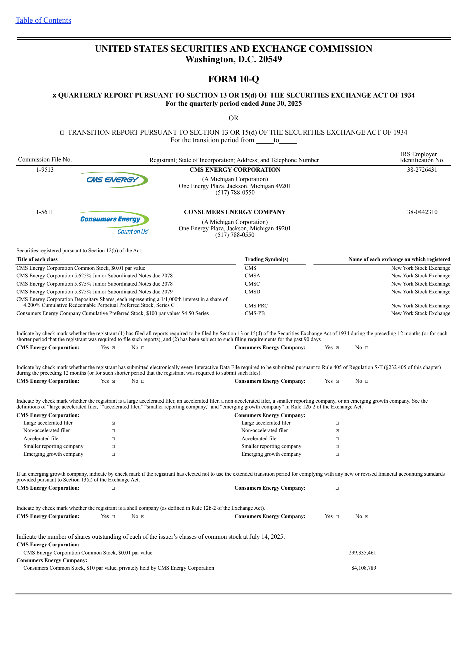 CMS Energy's Q2 2025 Quarterly report