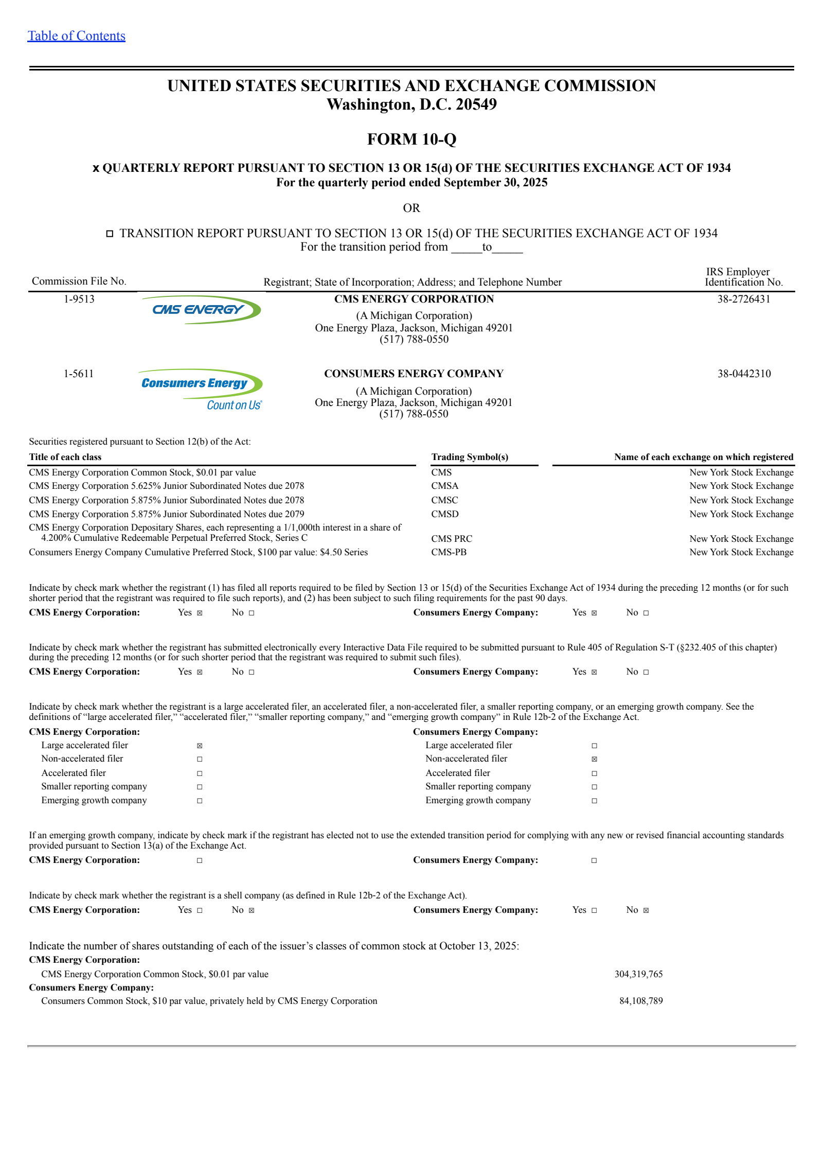 CMS Energy's Q3 2025 Quarterly Report