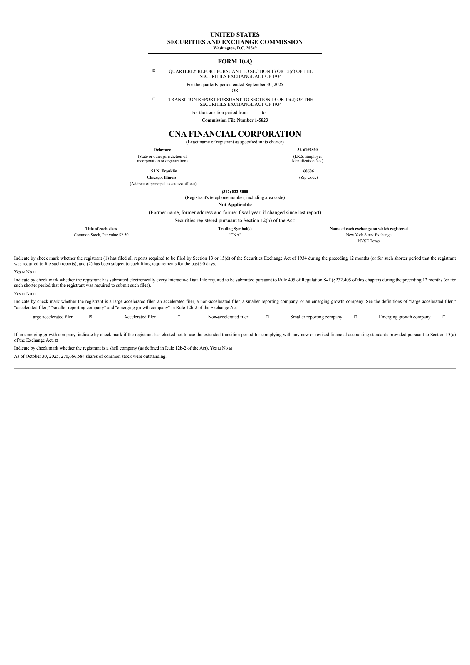 CNA Financial's Q3 2025 Quarterly Report