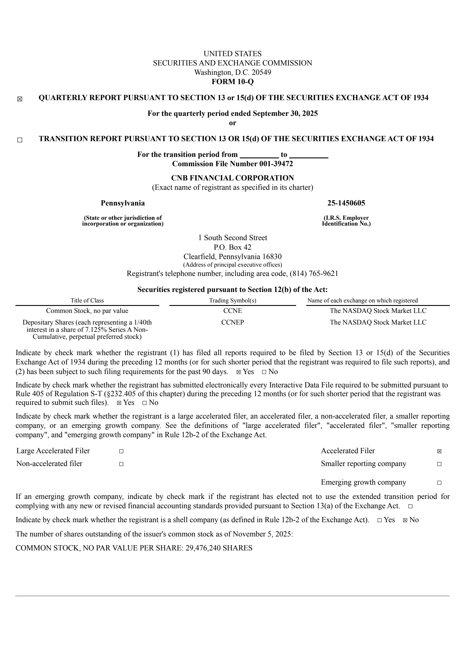 CNB Financial's Q3 2025 Quarterly Report