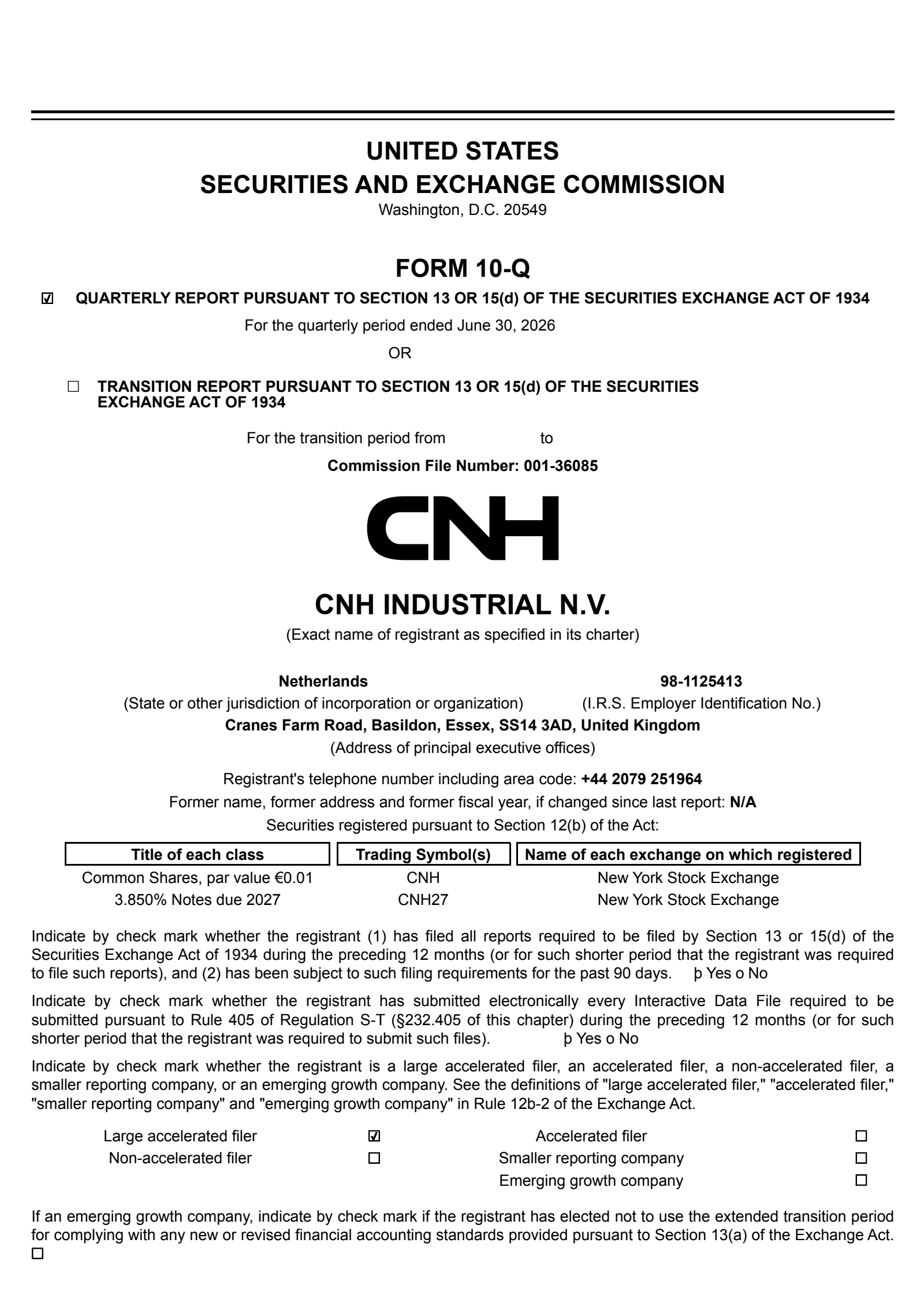 CNH Industrial's Q2 2026 Quarterly report