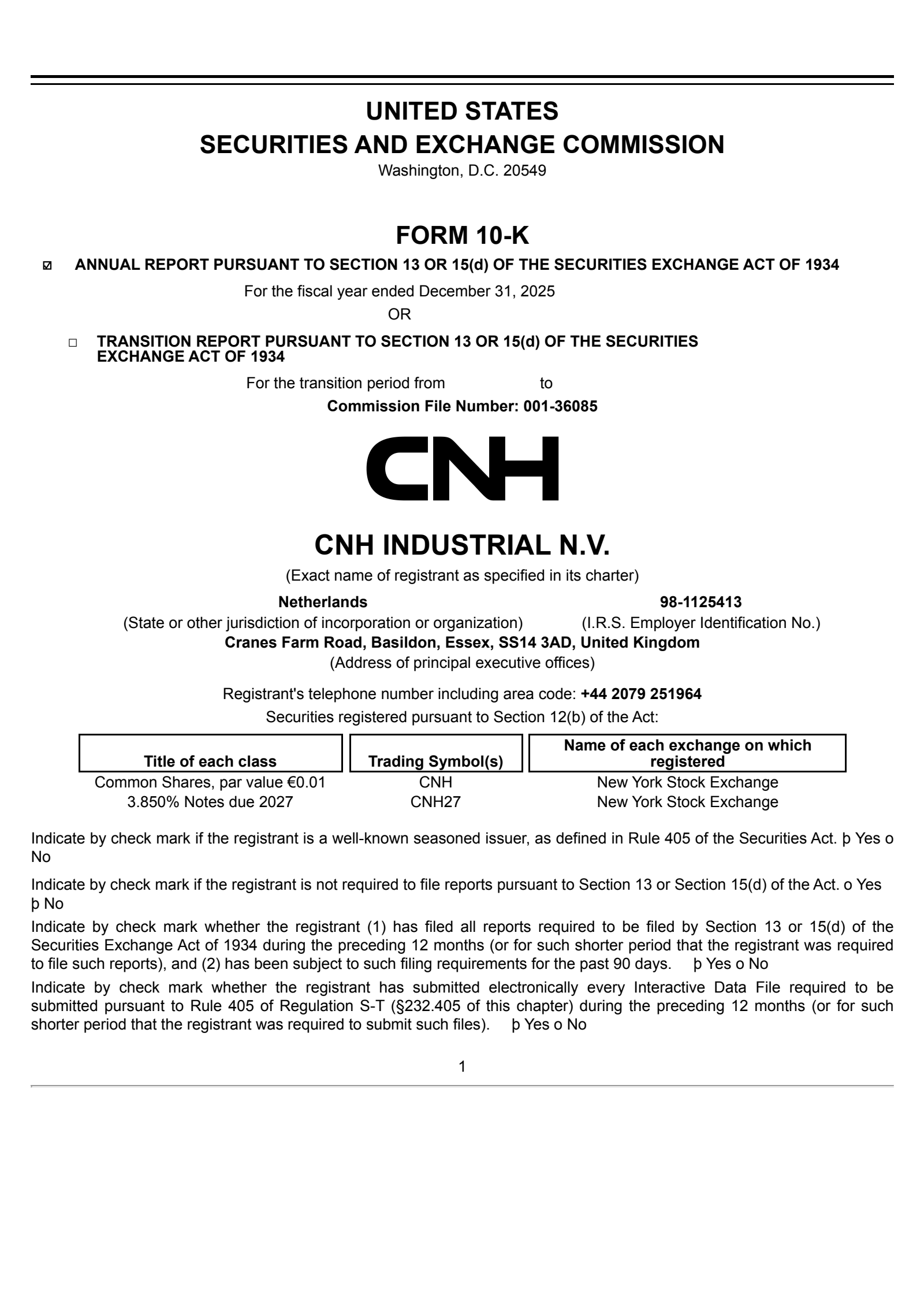 CNH Industrial's Q4 2025 Annual report