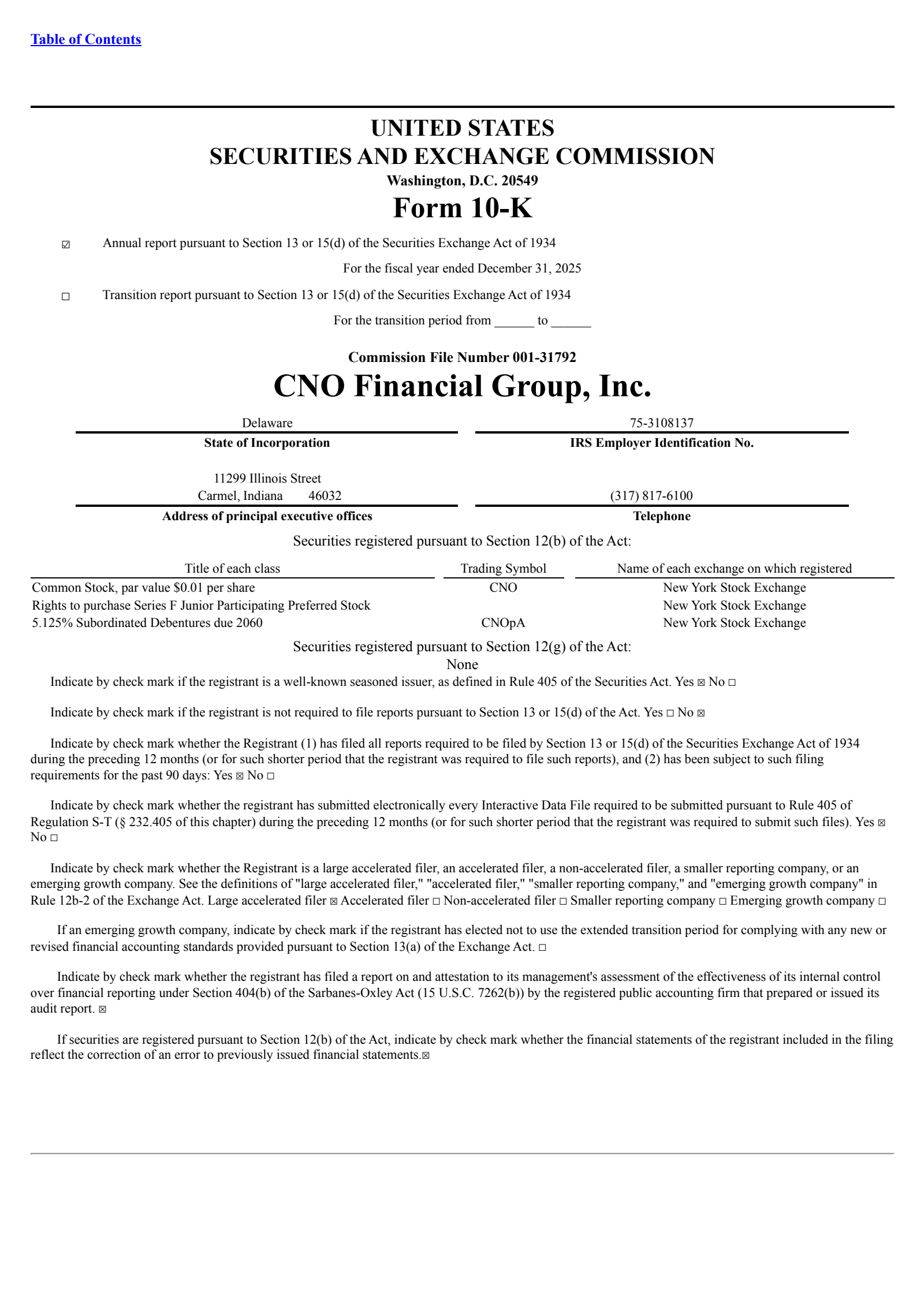 CNO Financial Group's Q4 2025 Annual report