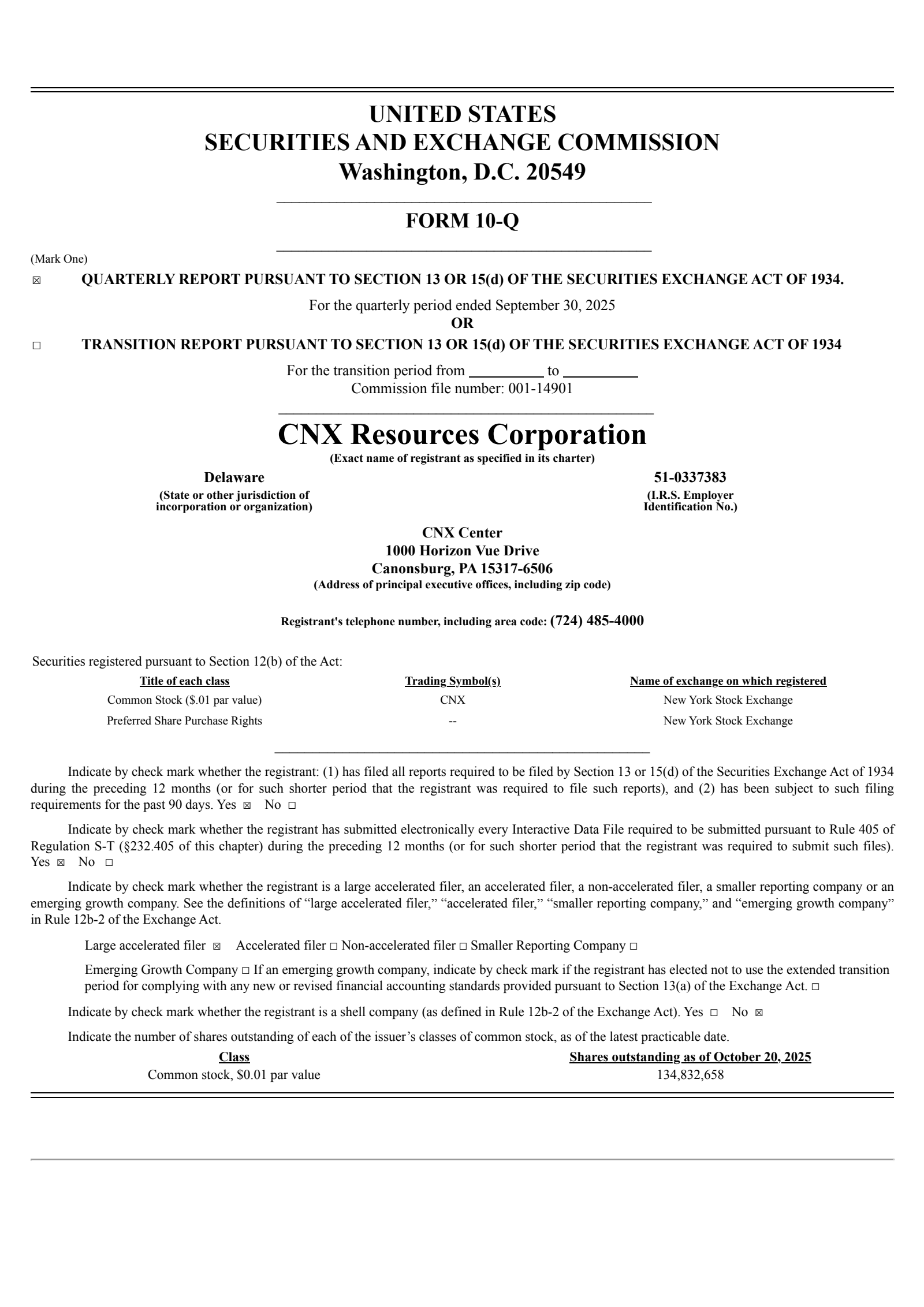 CNX Resources' Q3 2025 Quarterly Report