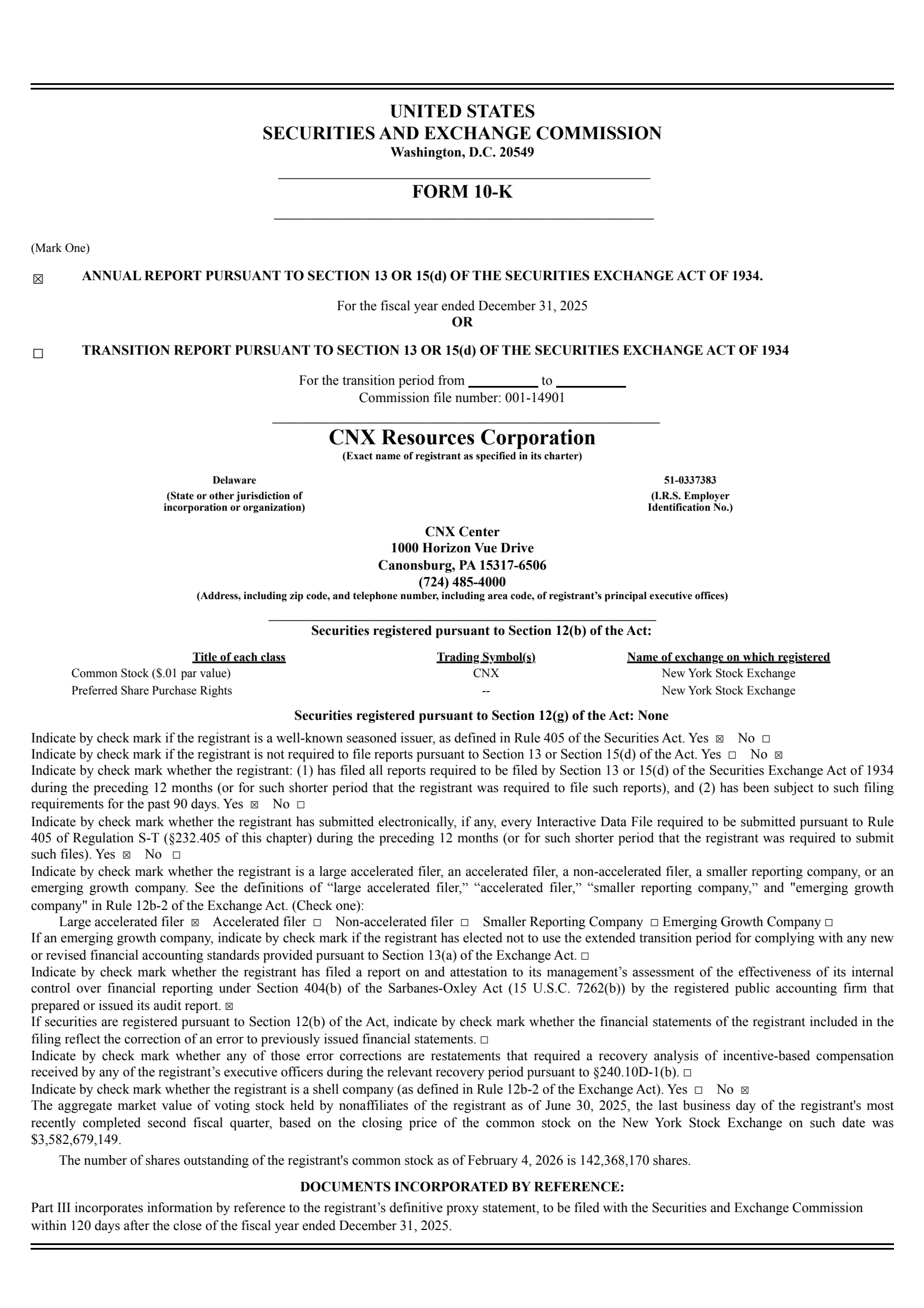 CNX Resources' Q4 2025 Annual report