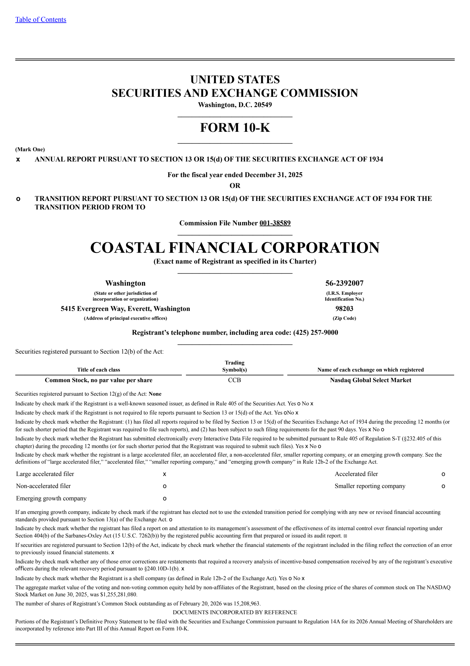 Coastal Financial's Q4 2025 Annual report