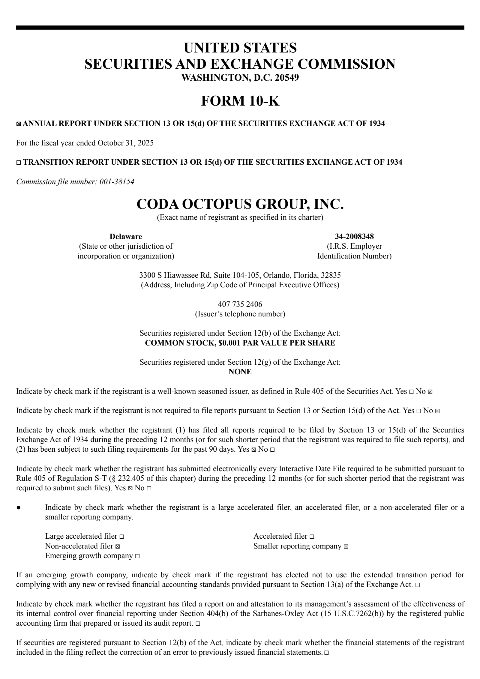 Coda Octopus Group's Q4 2025 Annual report