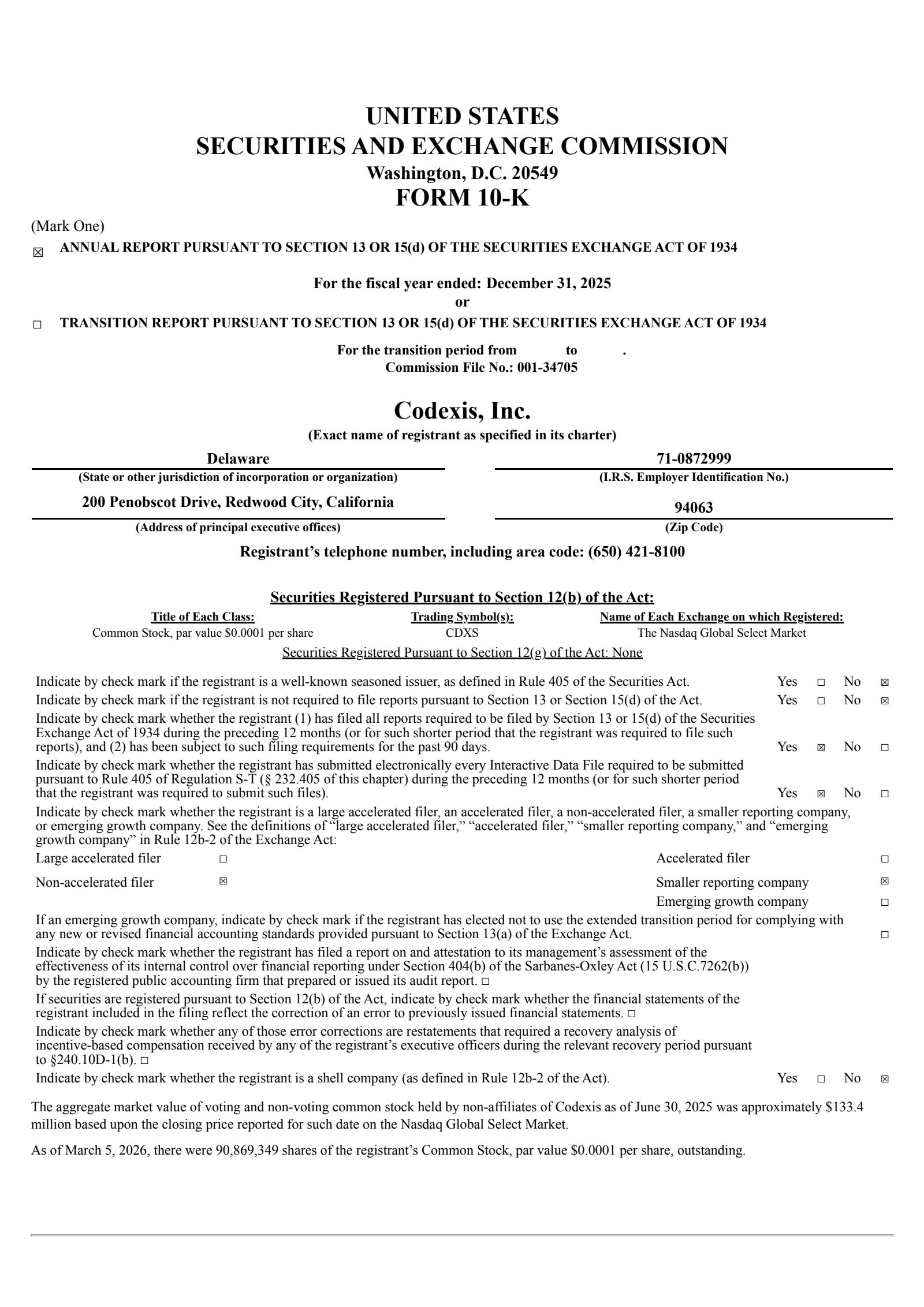 Codexis' Q4 2025 Annual report