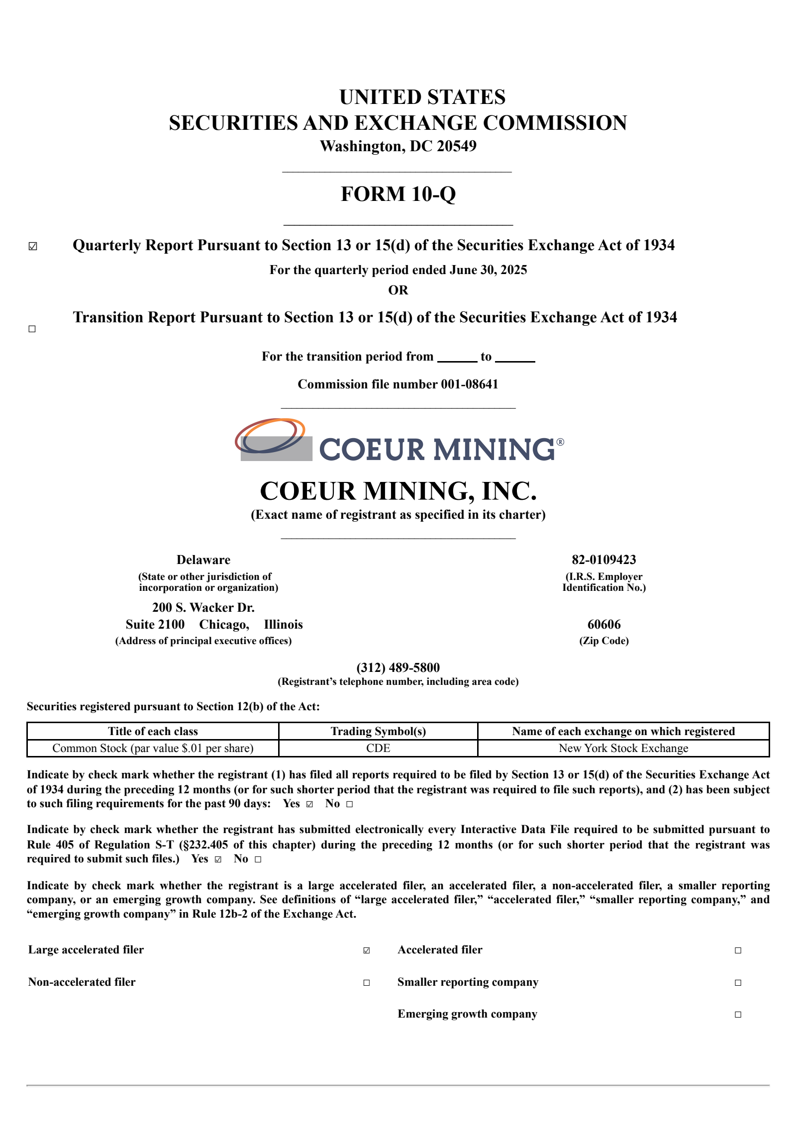 Coeur Mining's Q2 2025 Quarterly report