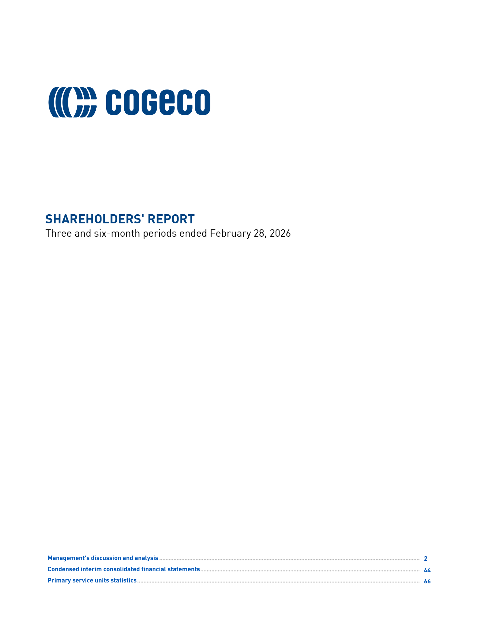 Cogeco's Q2 2026 Interim report