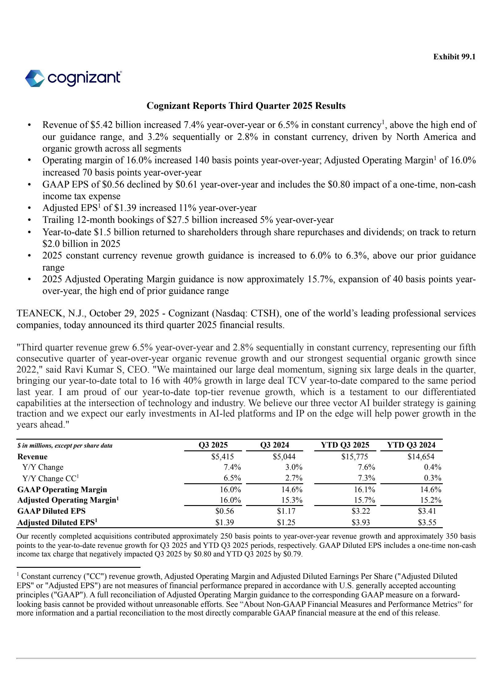 Cognizant Technology Solutions' Q3 2025 Earnings Release