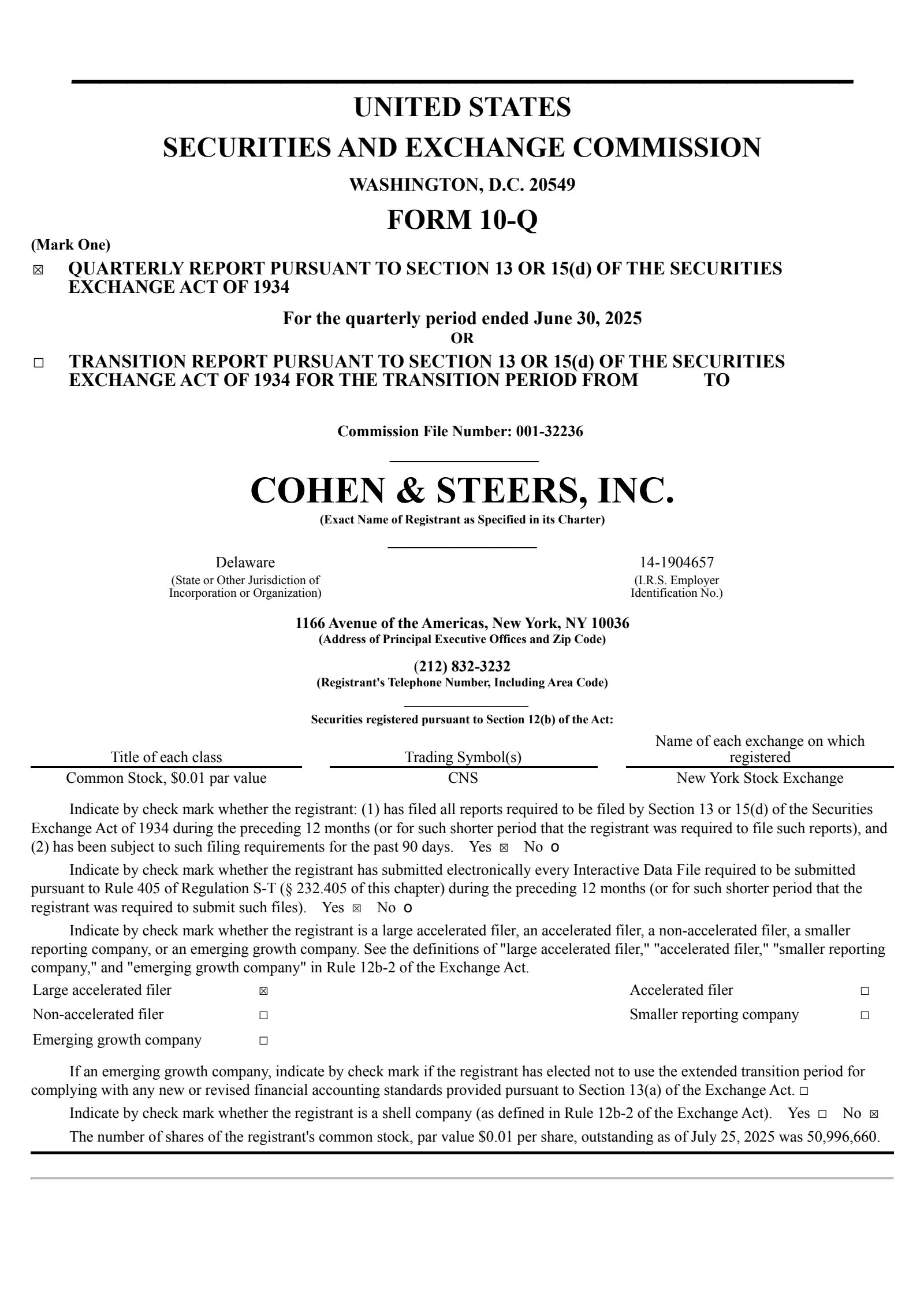 Cohen & Steers' Q2 2025 Quarterly report