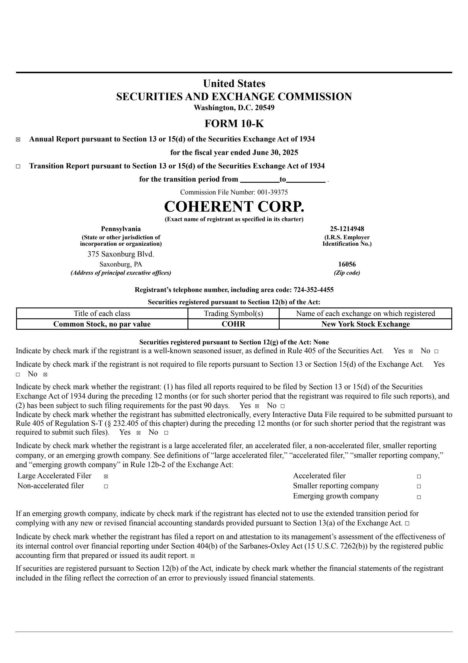 Coherent's Q4 2025 Annual report