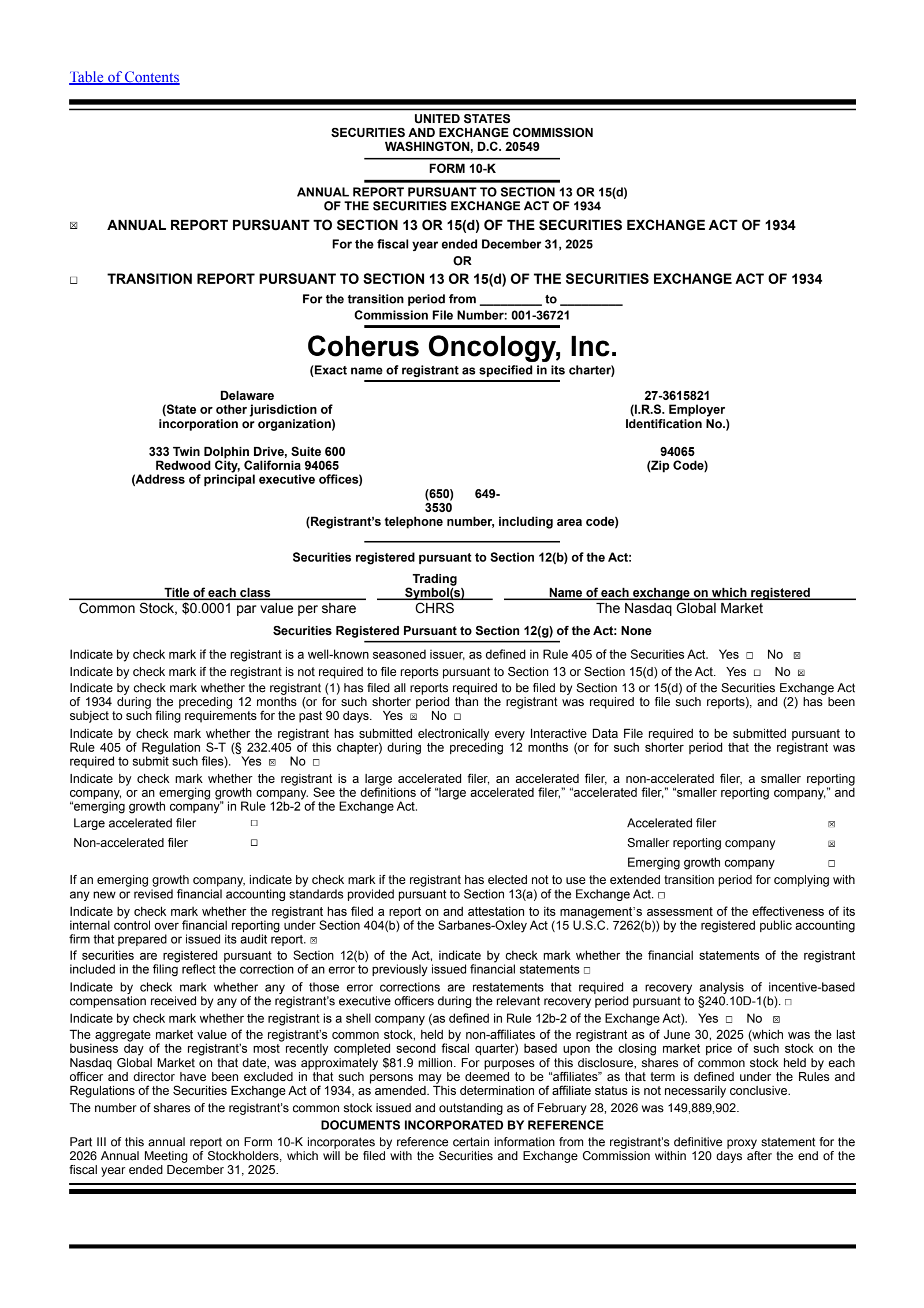 Coherus Oncology's Q4 2025 Annual report