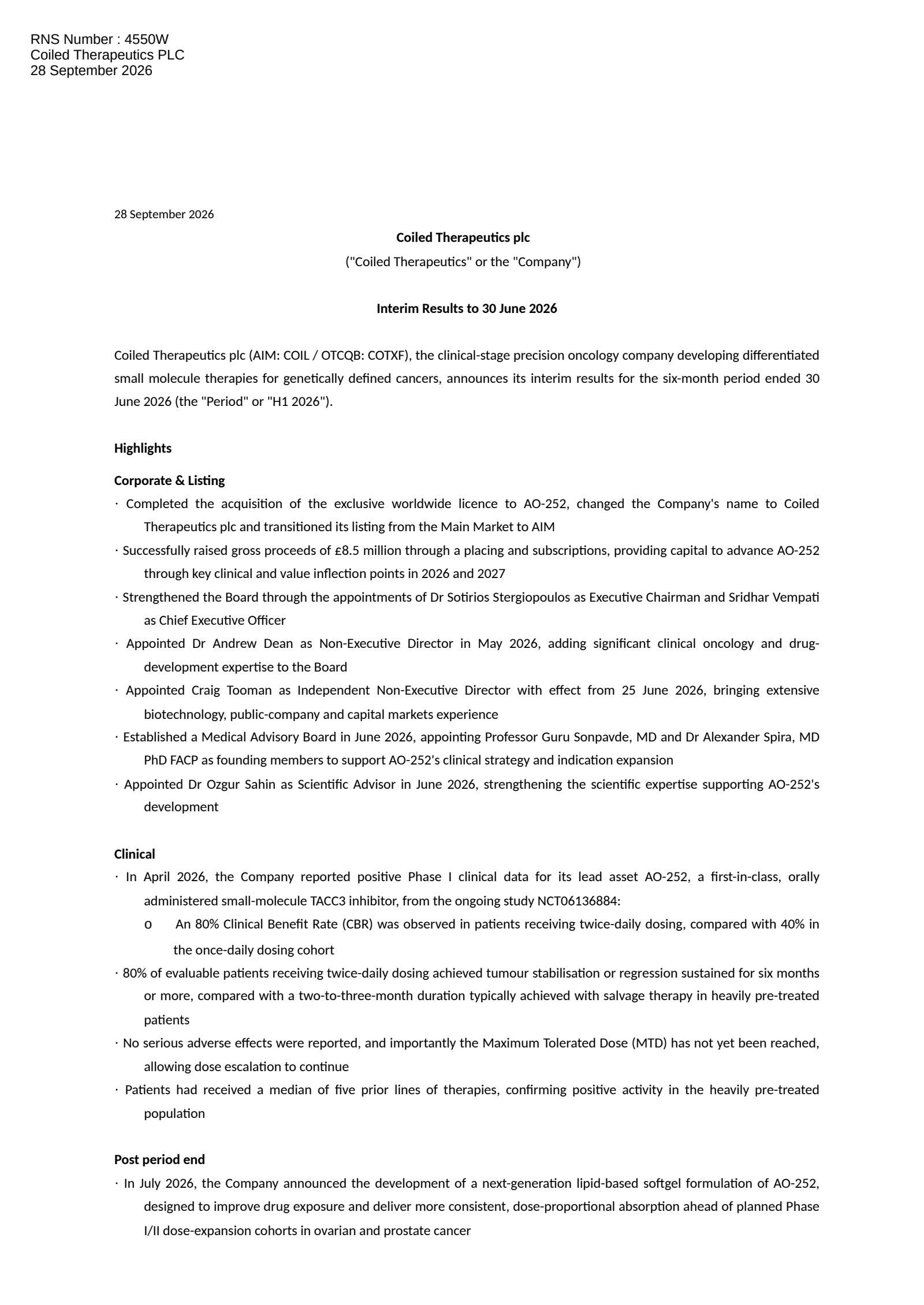 Roquefort Therapeutics' H1 2026 Interim report