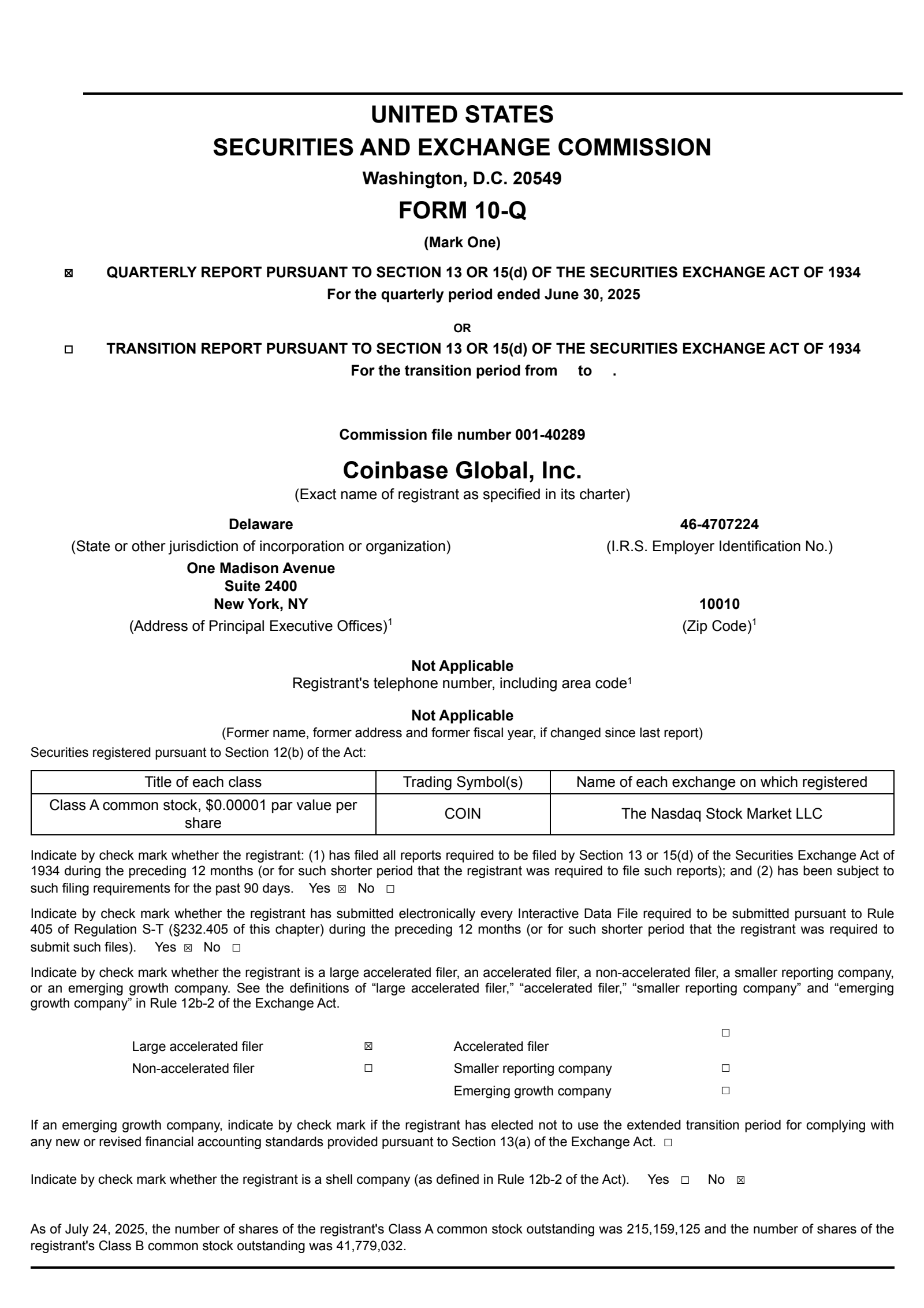 Coinbase Global's Q2 2025 Quarterly report