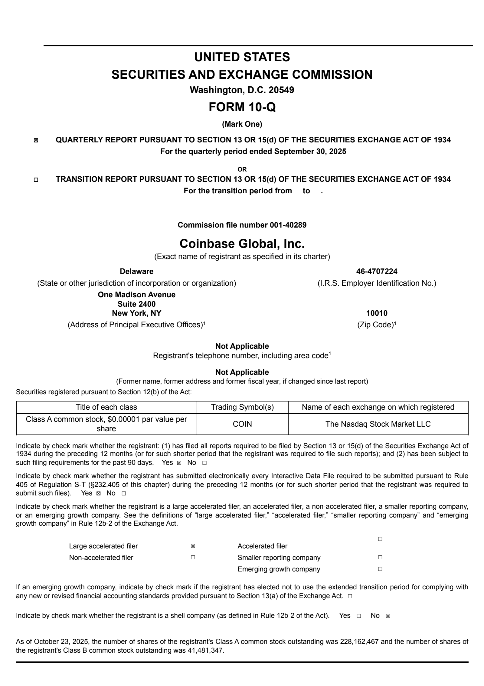 Coinbase Global's Q3 2025 Quarterly Report