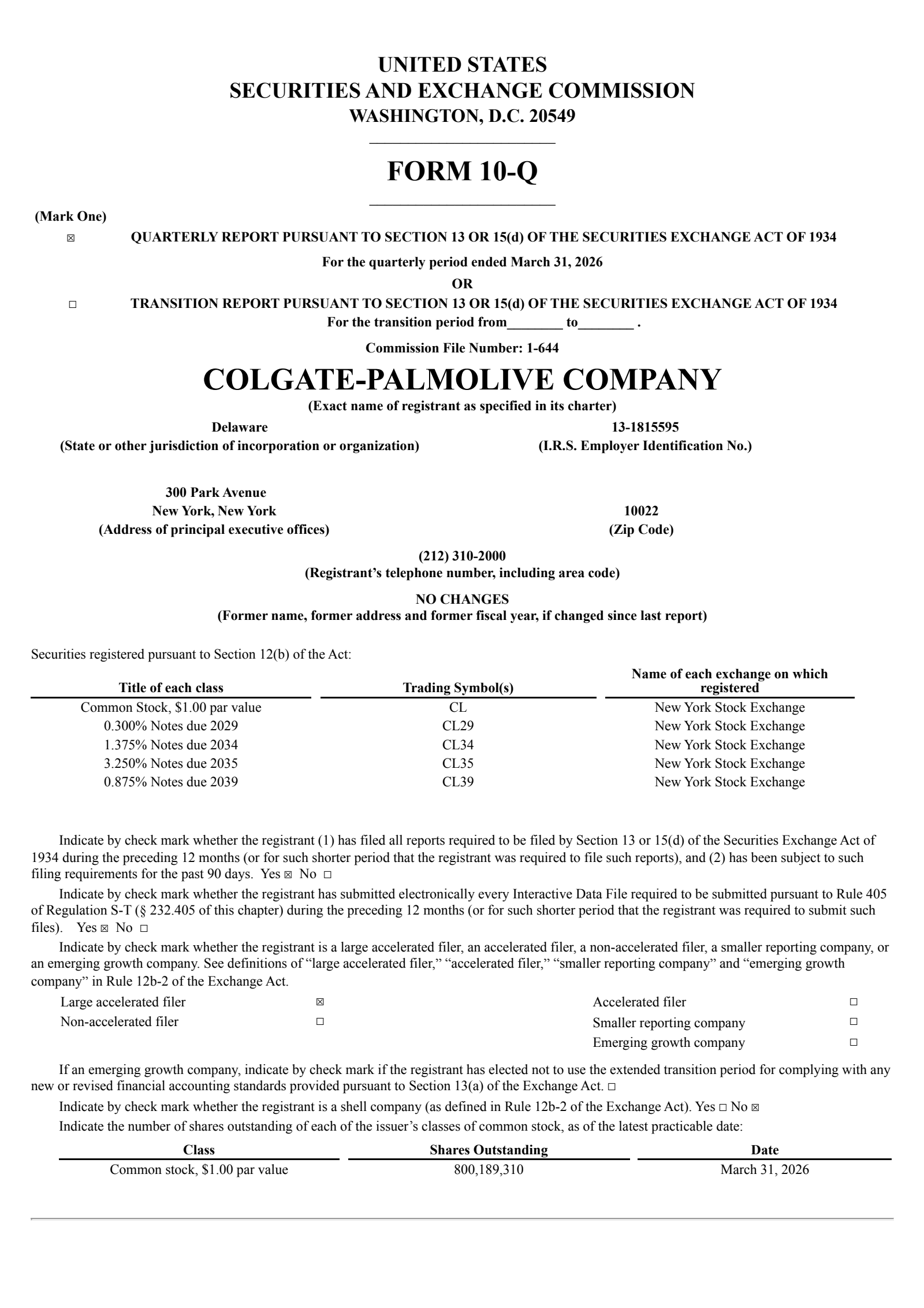 Colgate-Palmolive's Q1 2026 Quarterly report