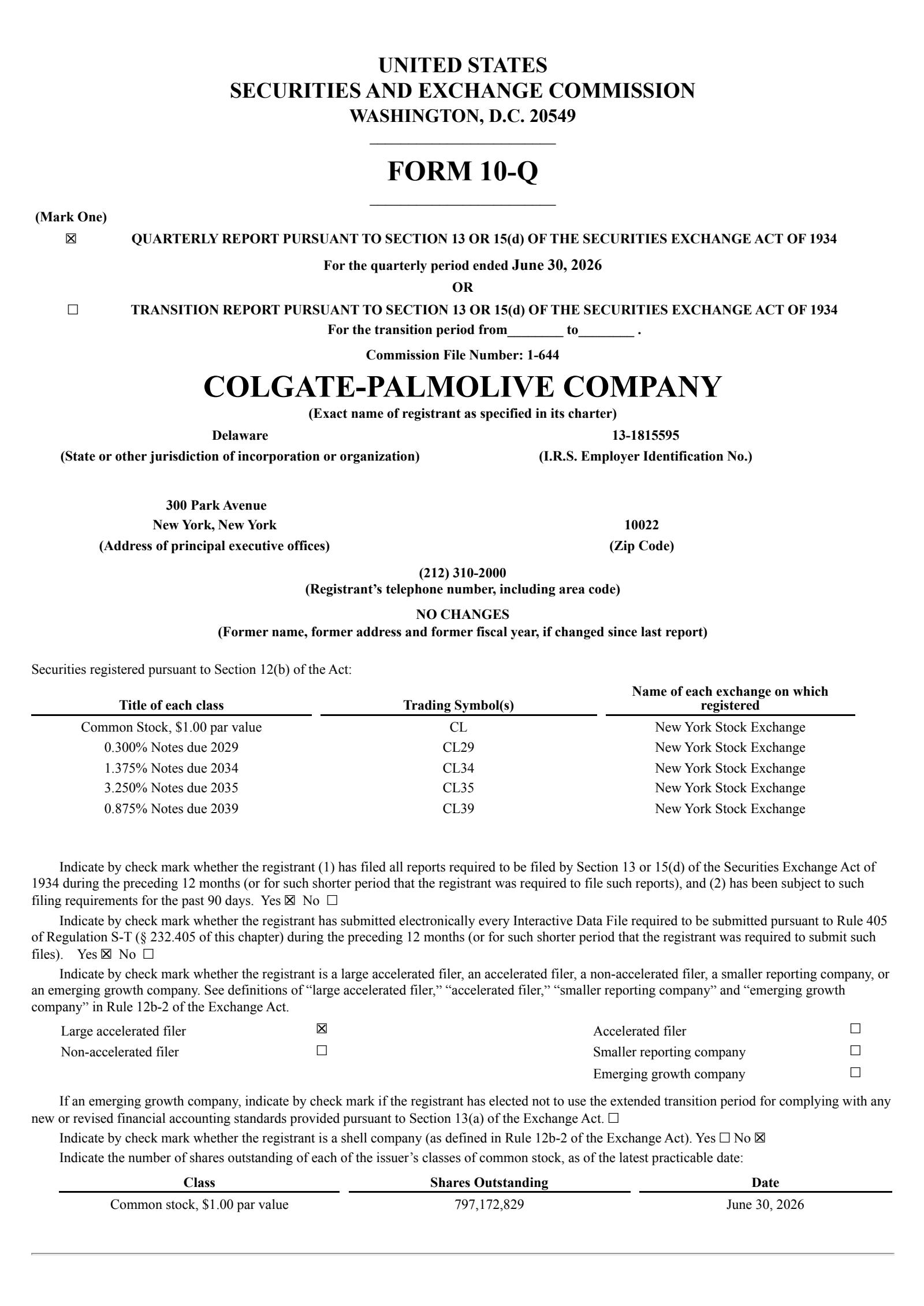 Colgate-Palmolive's Q2 2026 Quarterly report