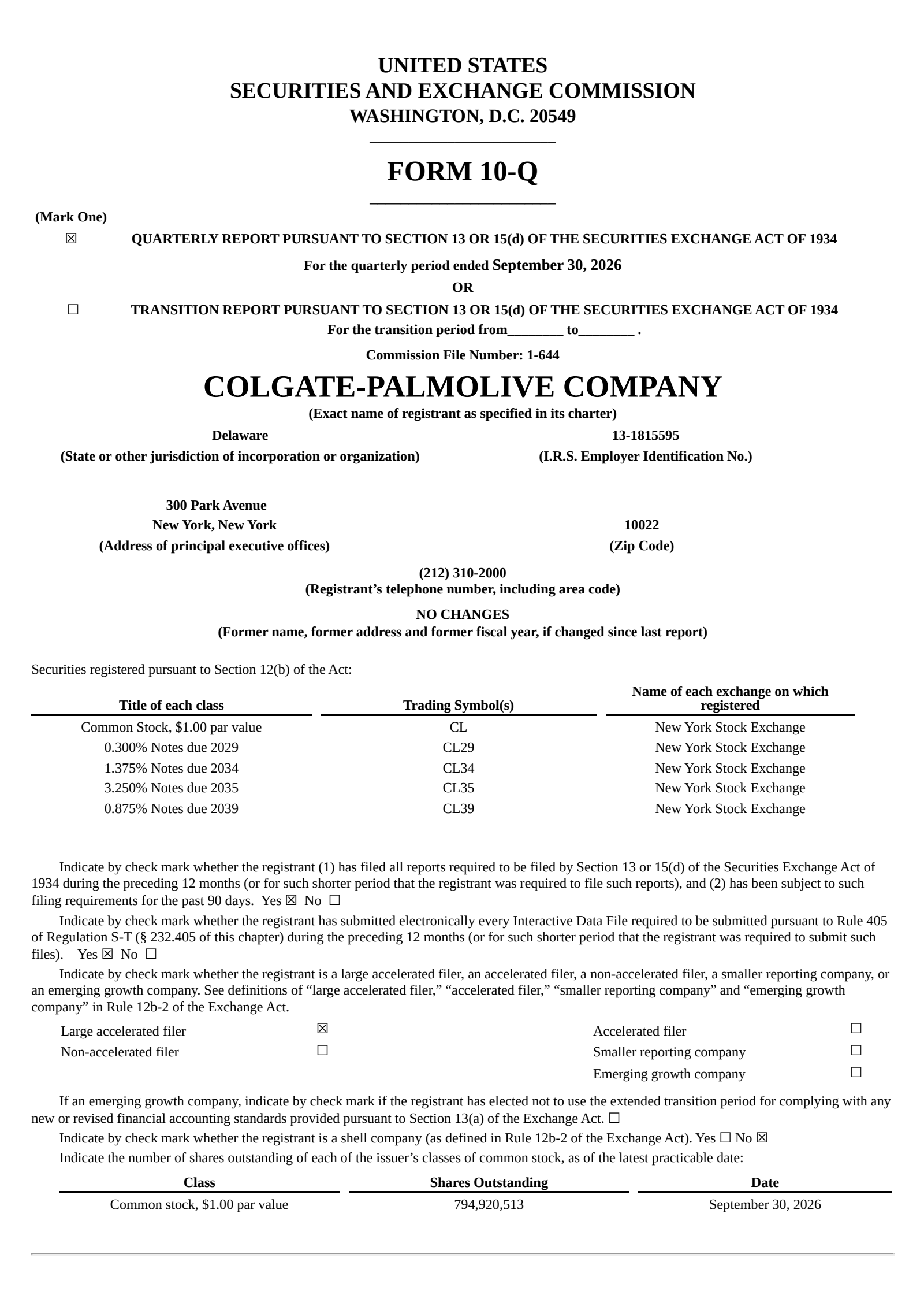 Colgate-Palmolive (CL) Q3 2026 Earnings Results & Call Transcript