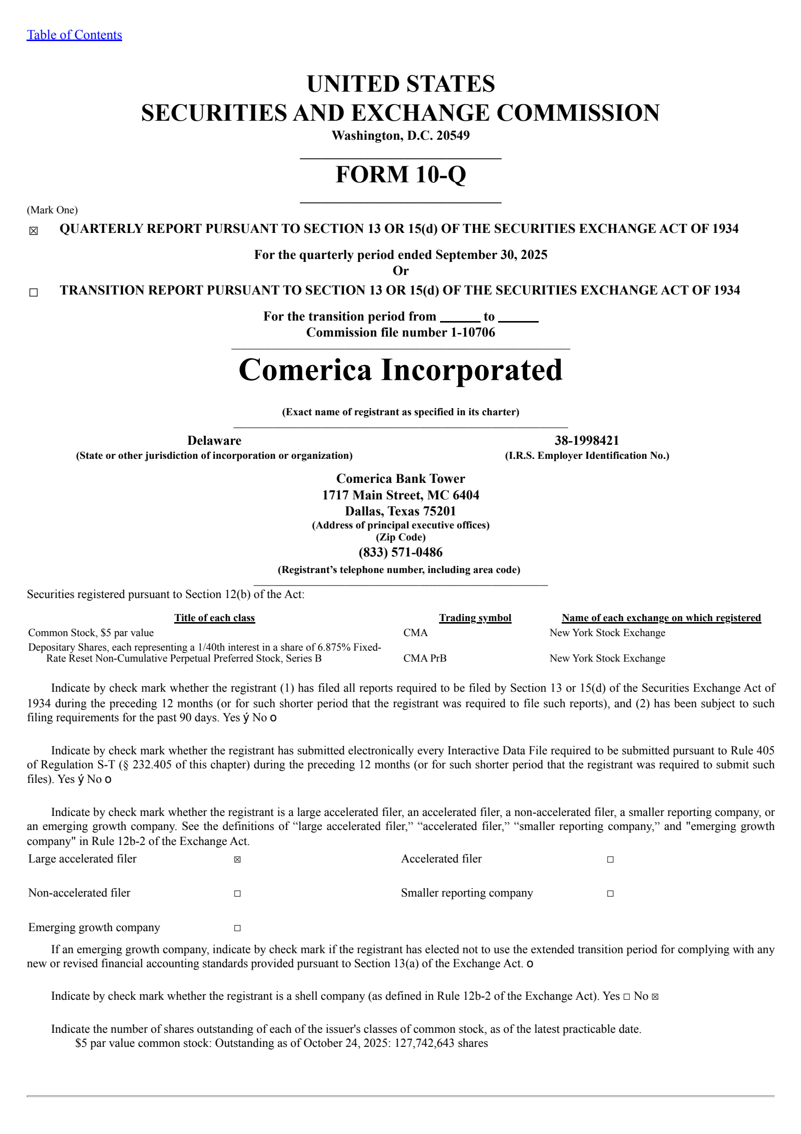 Comerica's Q3 2025 Quarterly Report