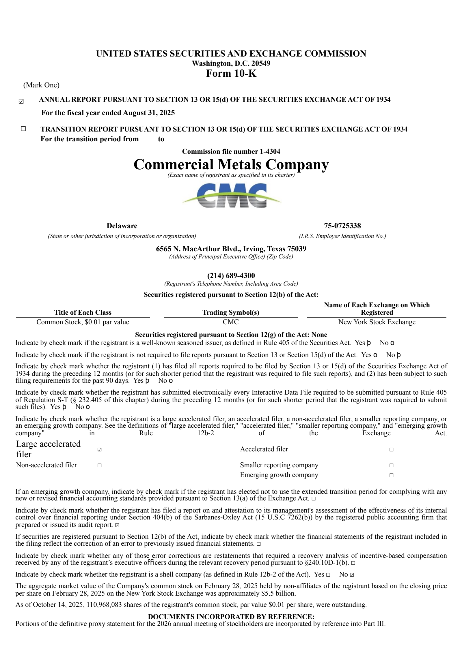 Commercial Metals' Q4 2025 Annual Report
