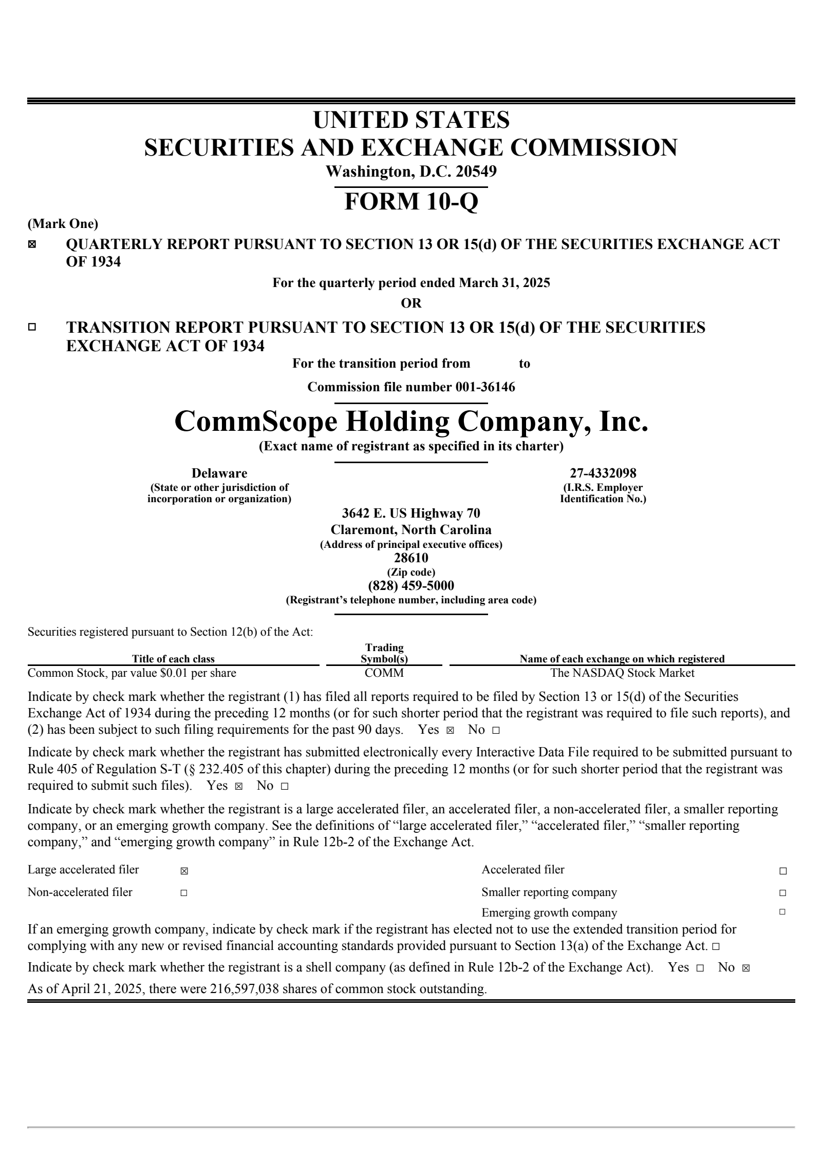 CommScope's Q1 2025 Quarterly report