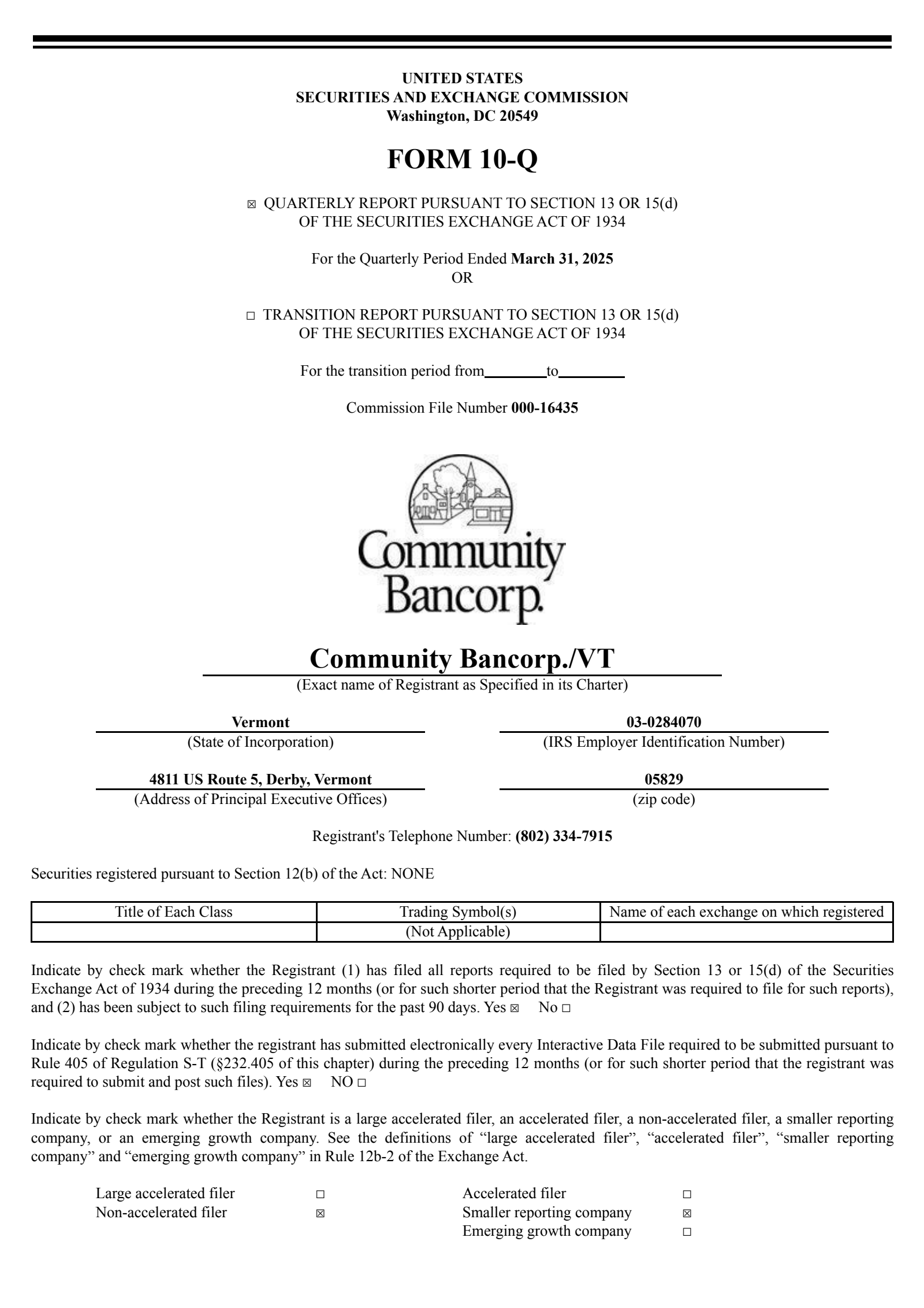 Community Bancorp's Q1 2025 Quarterly report