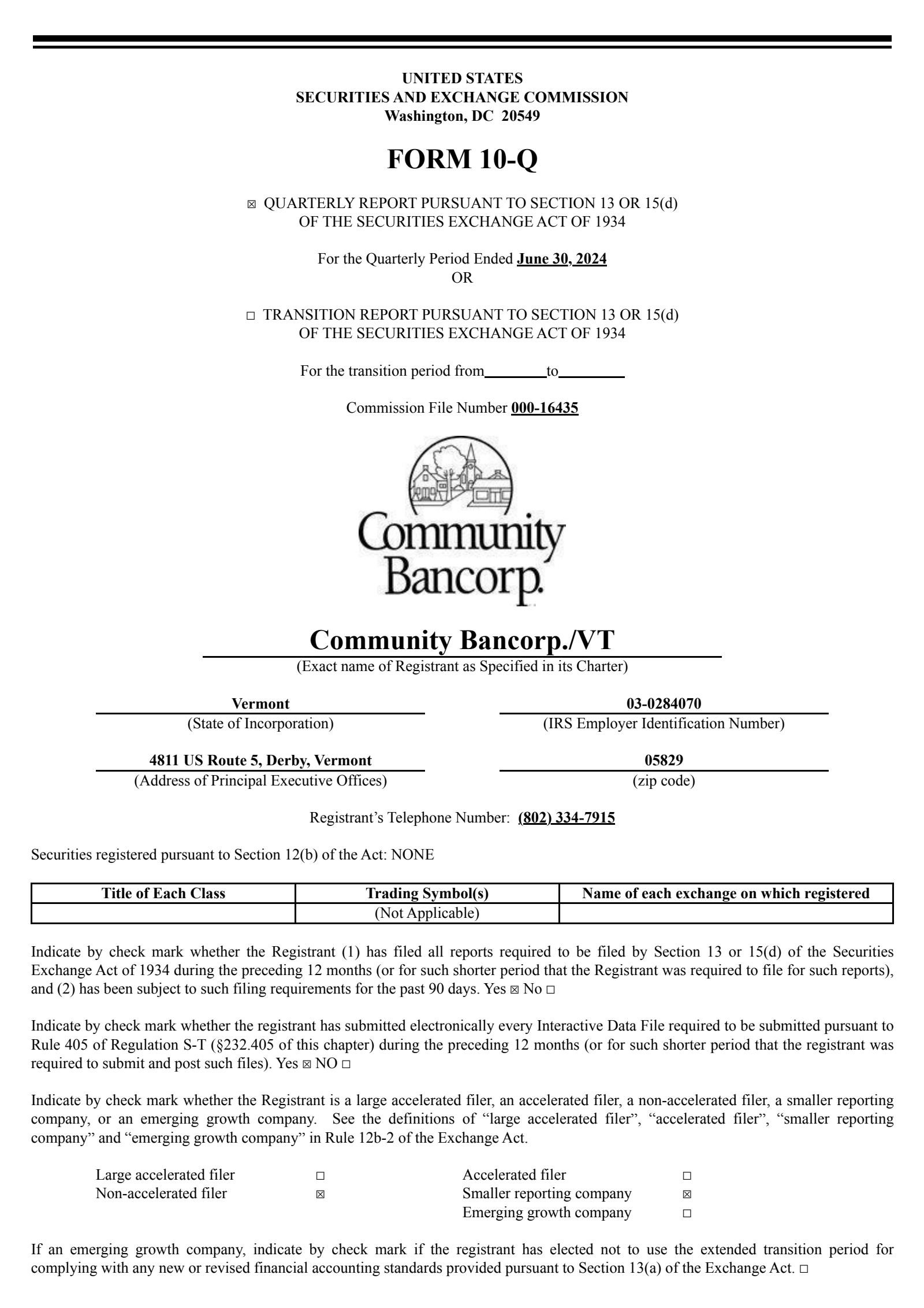 Community Bancorp's Q2 2024 Quarterly report